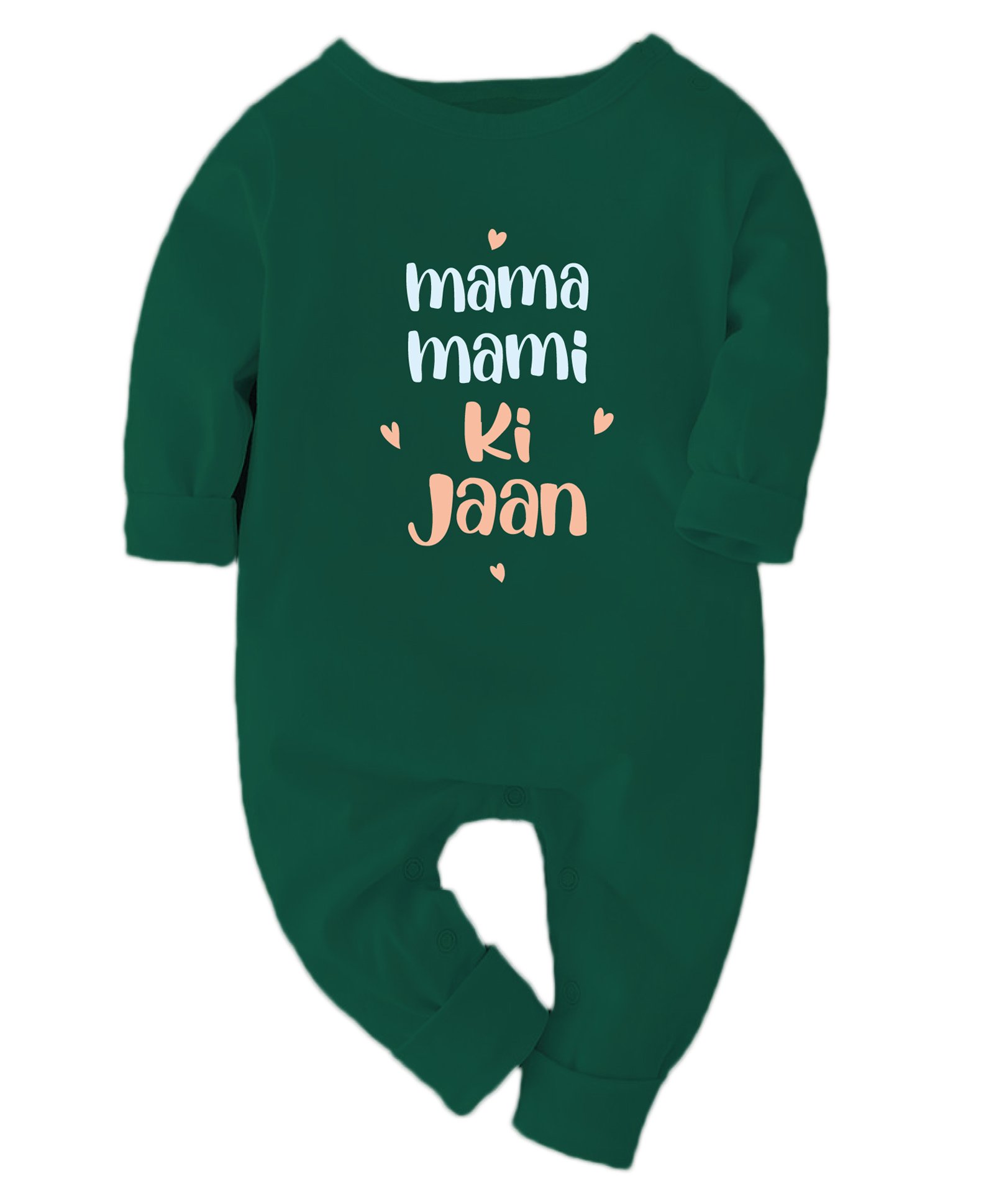 Zeezeezoo 100% Cotton Full Sleeves Mama Mami Ki Jaan Text Printed Romper - Forest Green-picture-42