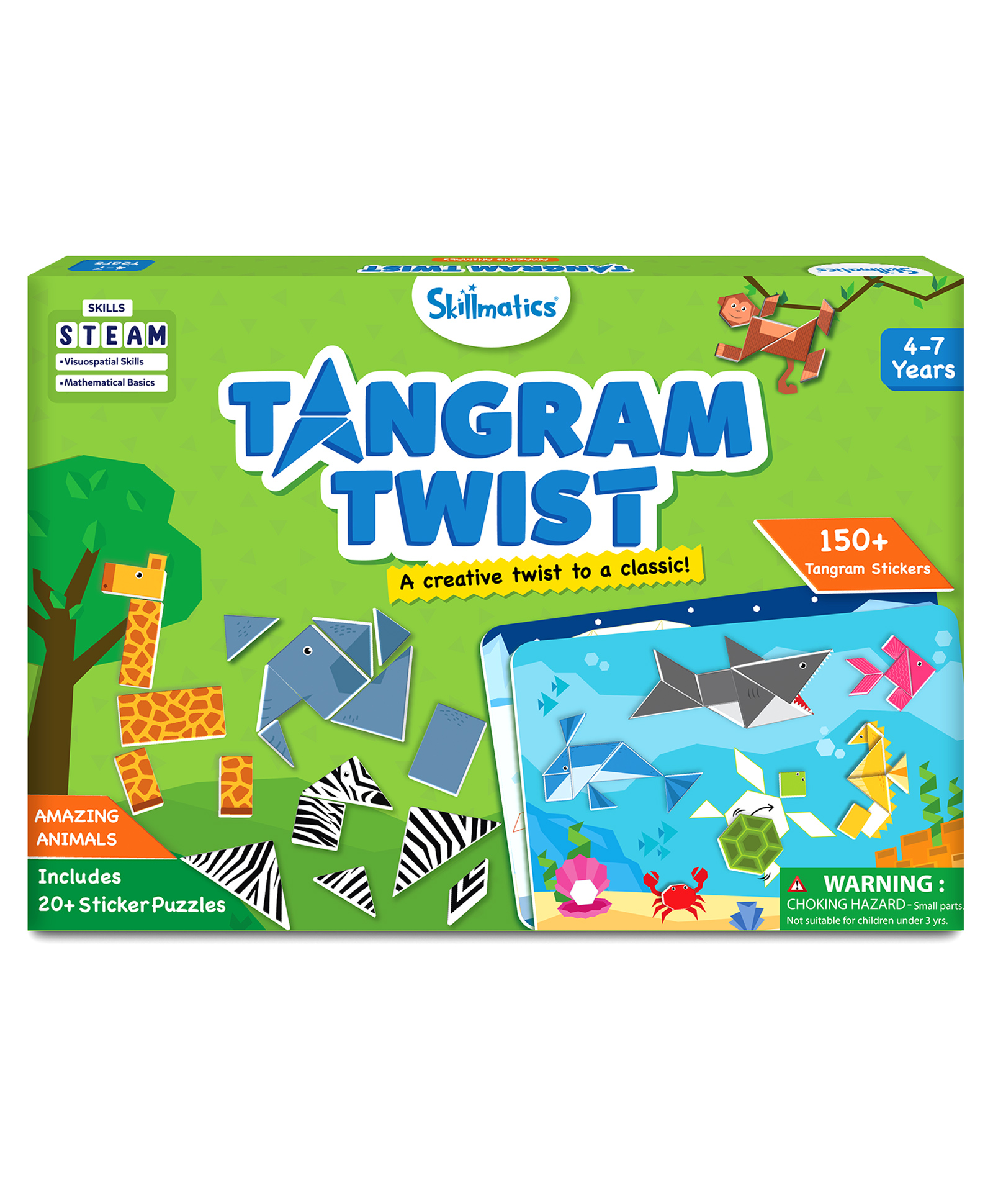 Skillmatics Art & Craft Activity - Tangram Twist Amazing Animals, STEAM Toy, Craft Kits, Puzzles, DIY Activity, No Mess Sticker Art, Educational for Boys & Girls, Gifts for Ages 4 to 7-image-22