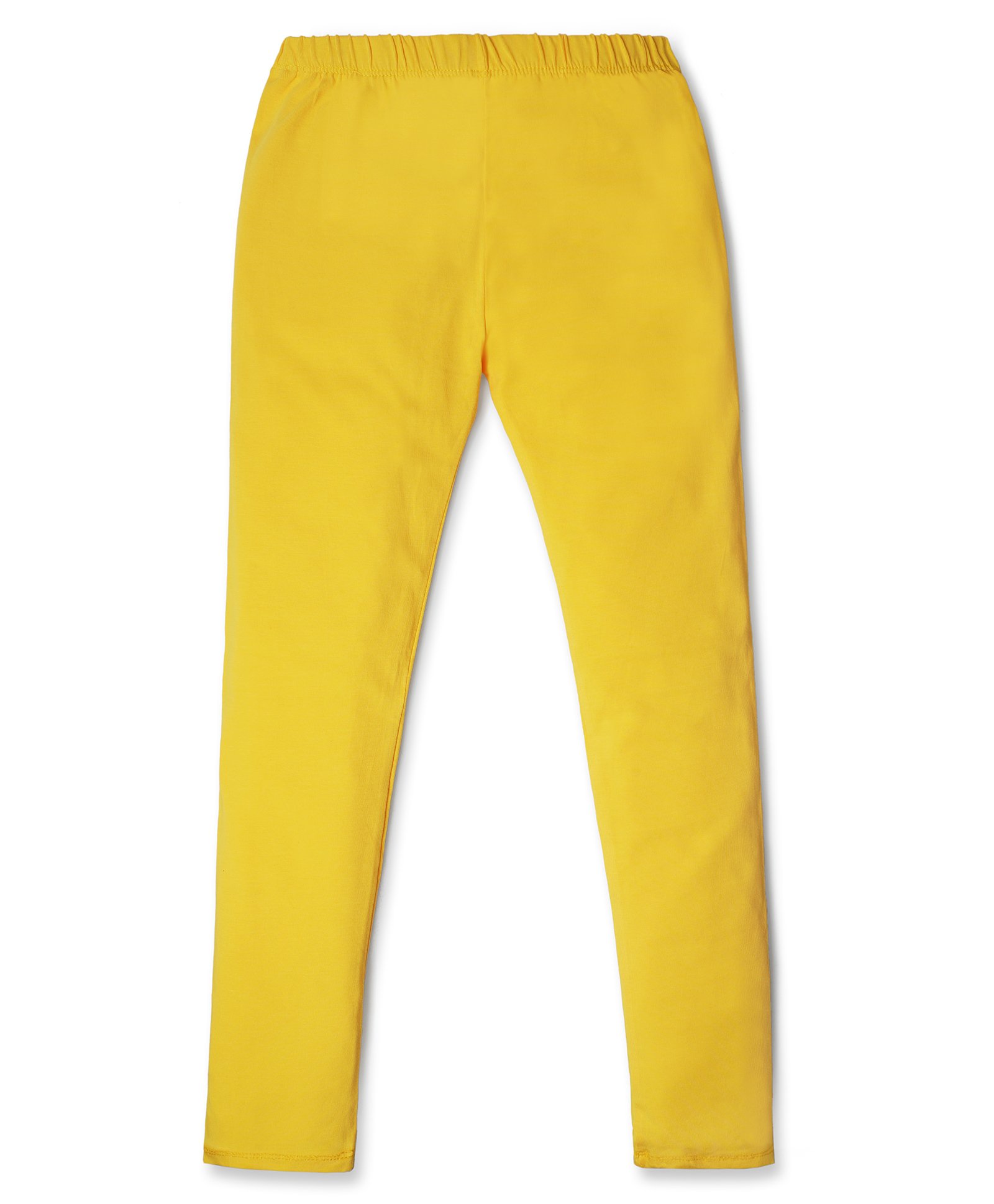 Nino Togs Cotton Lycra Solid Leggings - Yellow-image-3