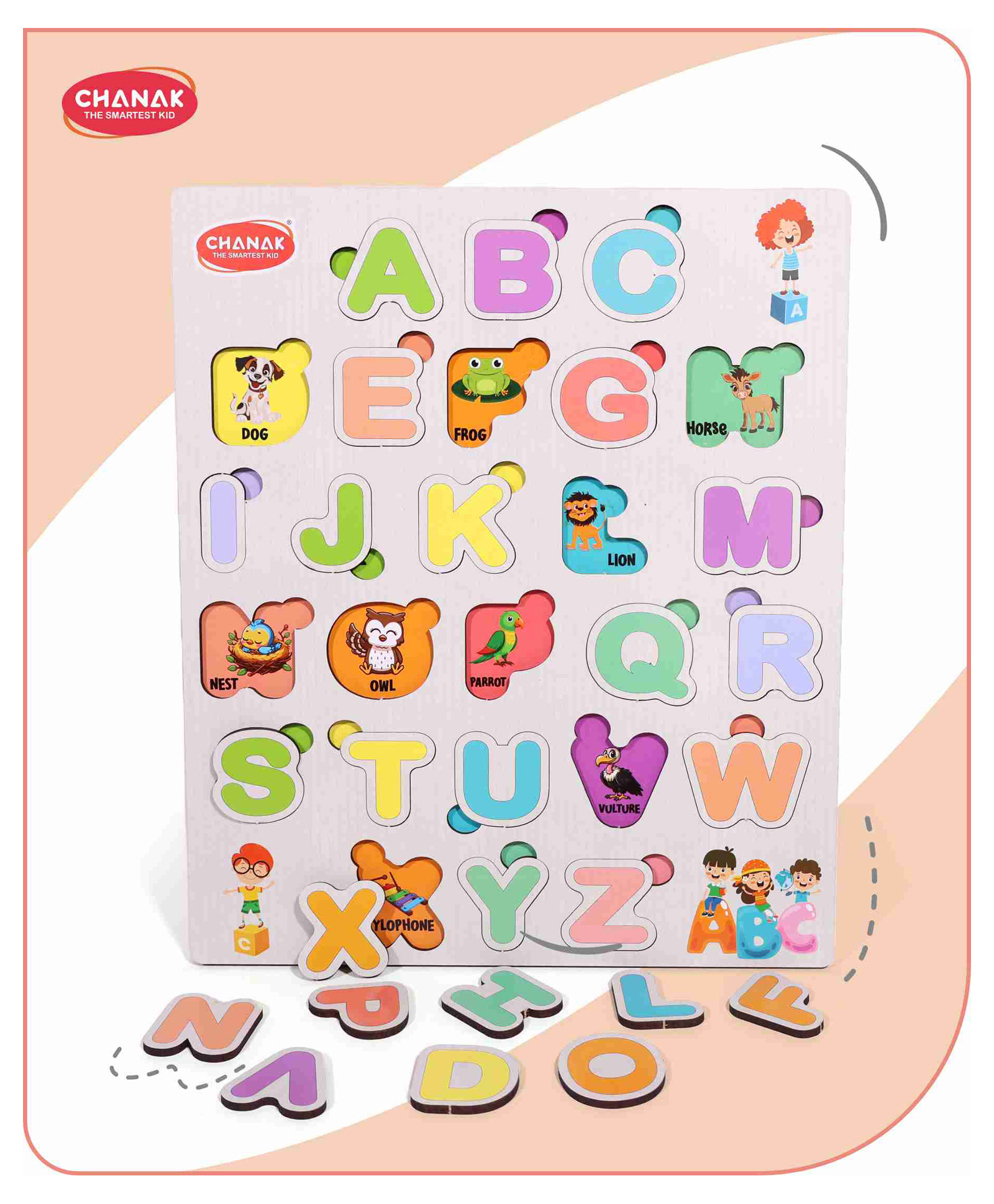 Aditi Toys Wooden Alphabet Puzzle With Picture Educational Alphabet Board for Kids Educational Montessori Learning Puzzle for Toddlers & Preschoolers, Nursery and Kindergarten Age Above 2+ Years-image-8