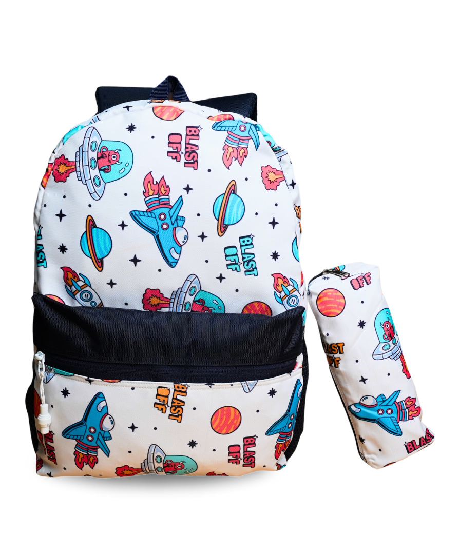 Bad Habit Kids Sport Series Backpack Stylish White Print Design - Height 14 Inches-picture-49