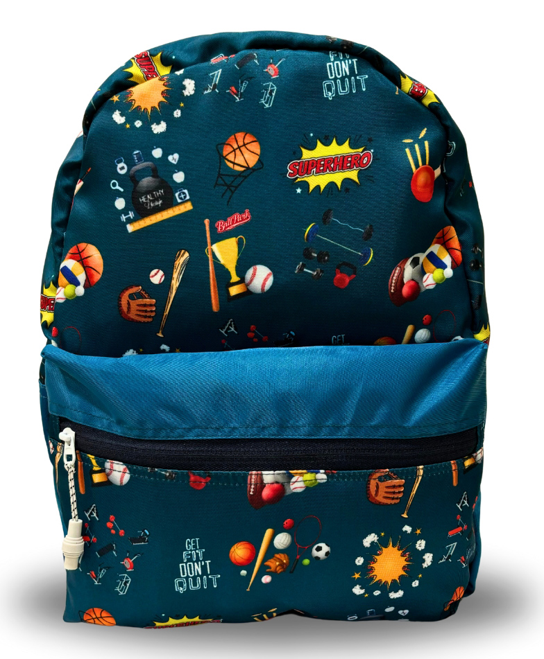 Bad Habit Kids Sport Series Backpack Stylish Blue Print Design - Height 14 Inches-image-38