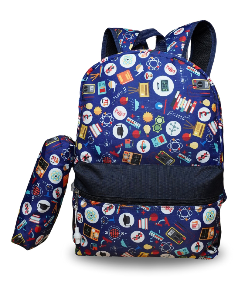 Bad Habit Kids Sport Series Backpack Stylish Teal Print Design - Height 14 Inches-image-9