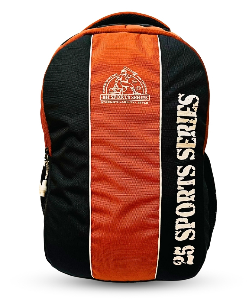 Bad Habit Velocity 25 Sports Backpack: Stylish Orange Black Design: Durable Side Pockets and Padded Mesh Back - Height 17.7 Inches-image-13