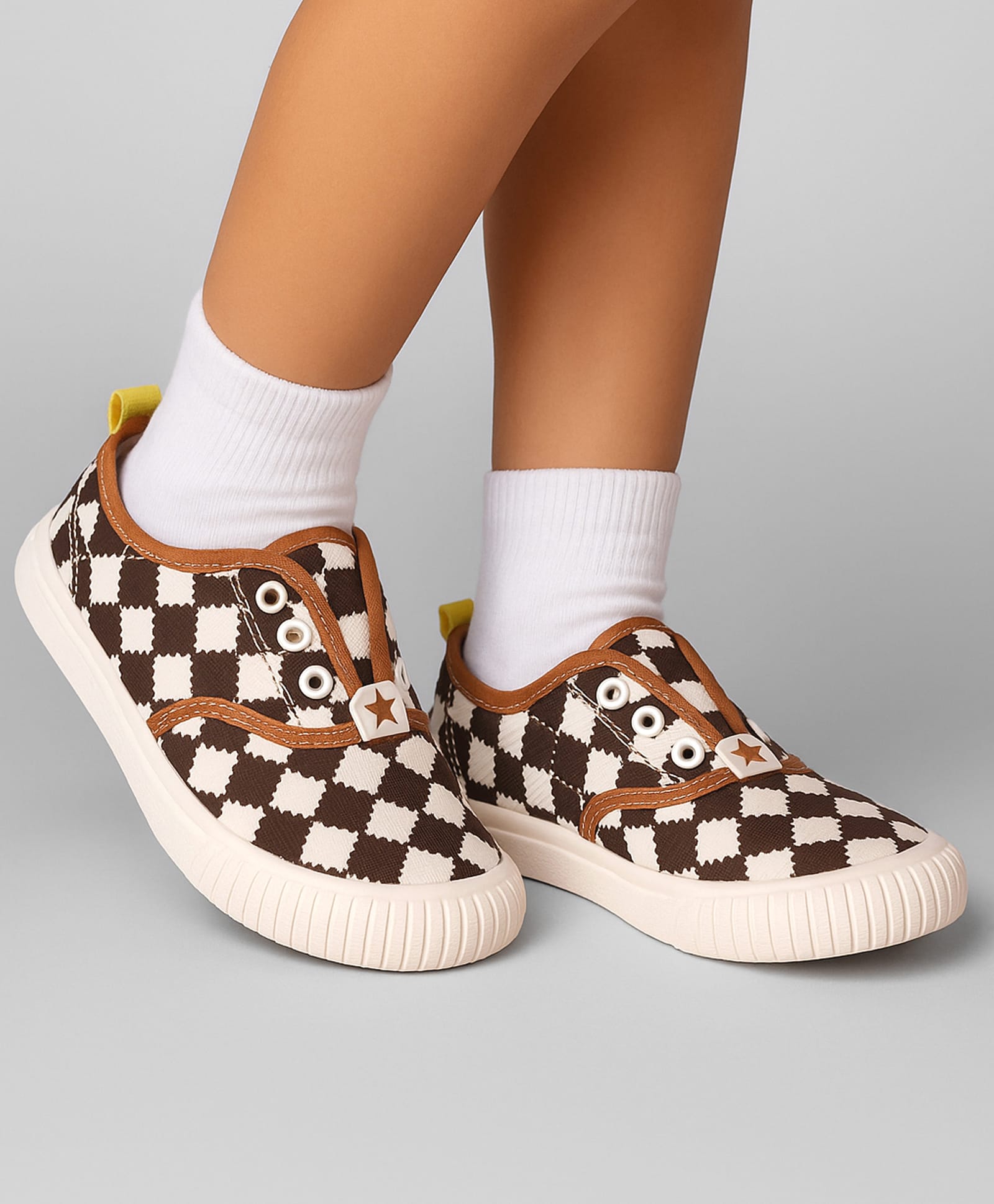 Cute Walk by Babyhug Slip On Casual Shoes With Checks Print - Brown-picture-32