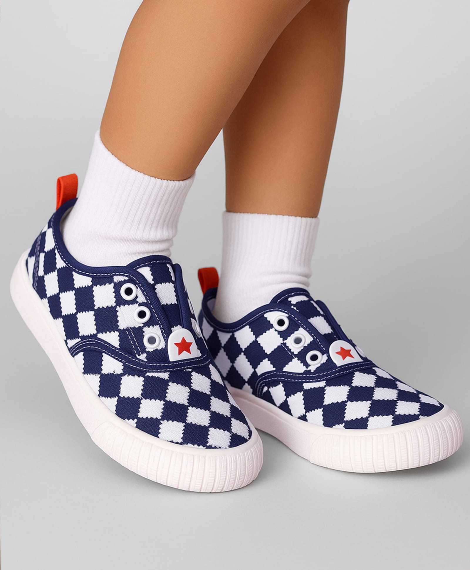 Cute Walk by Babyhug Slip On Casual Shoes With Checks Print - Navy Blue-picture-30