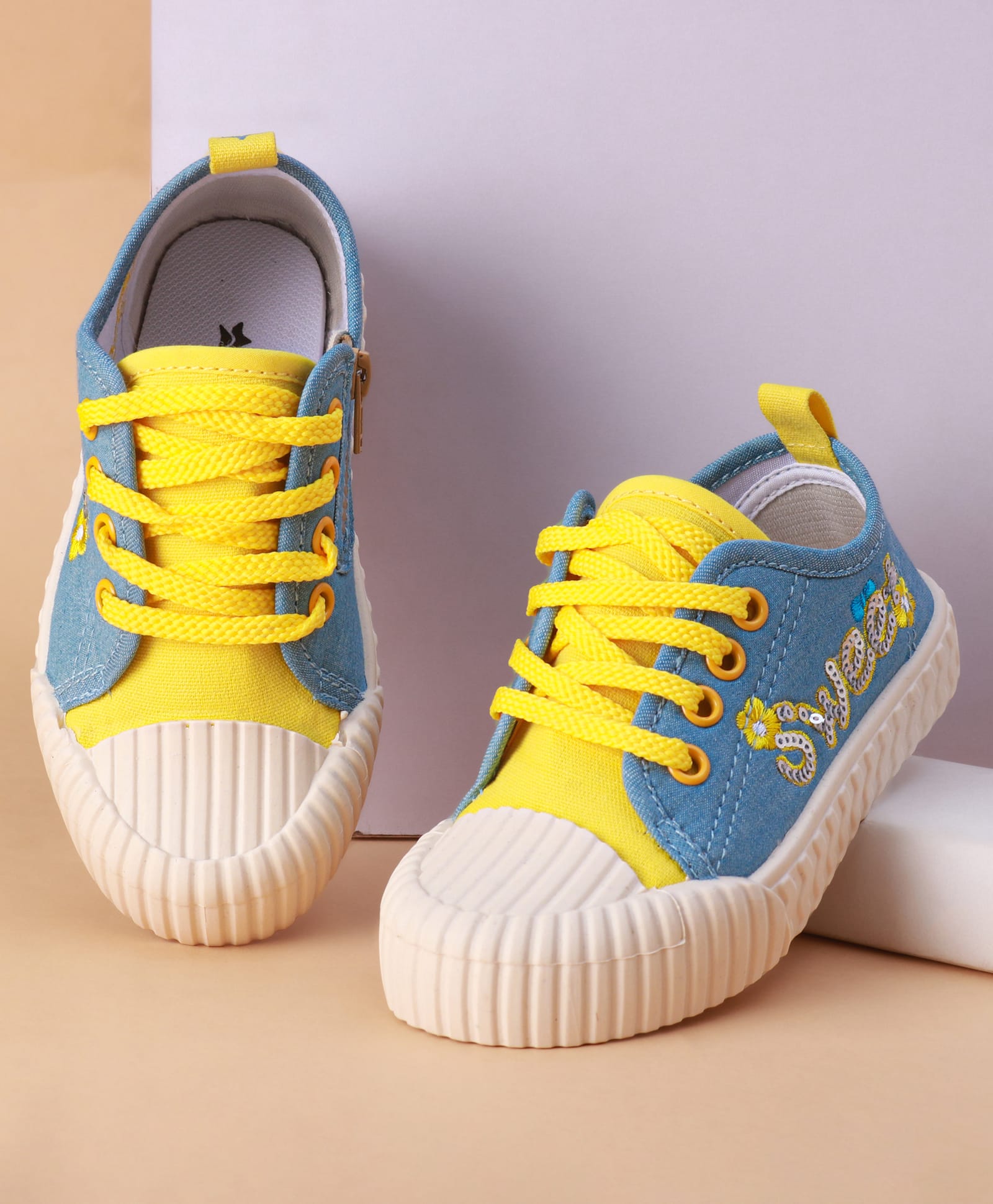 Cute Walk by Babyhug Lace Up Closure Casual Shoes with Sequin Applique - Yellow-picture-12
