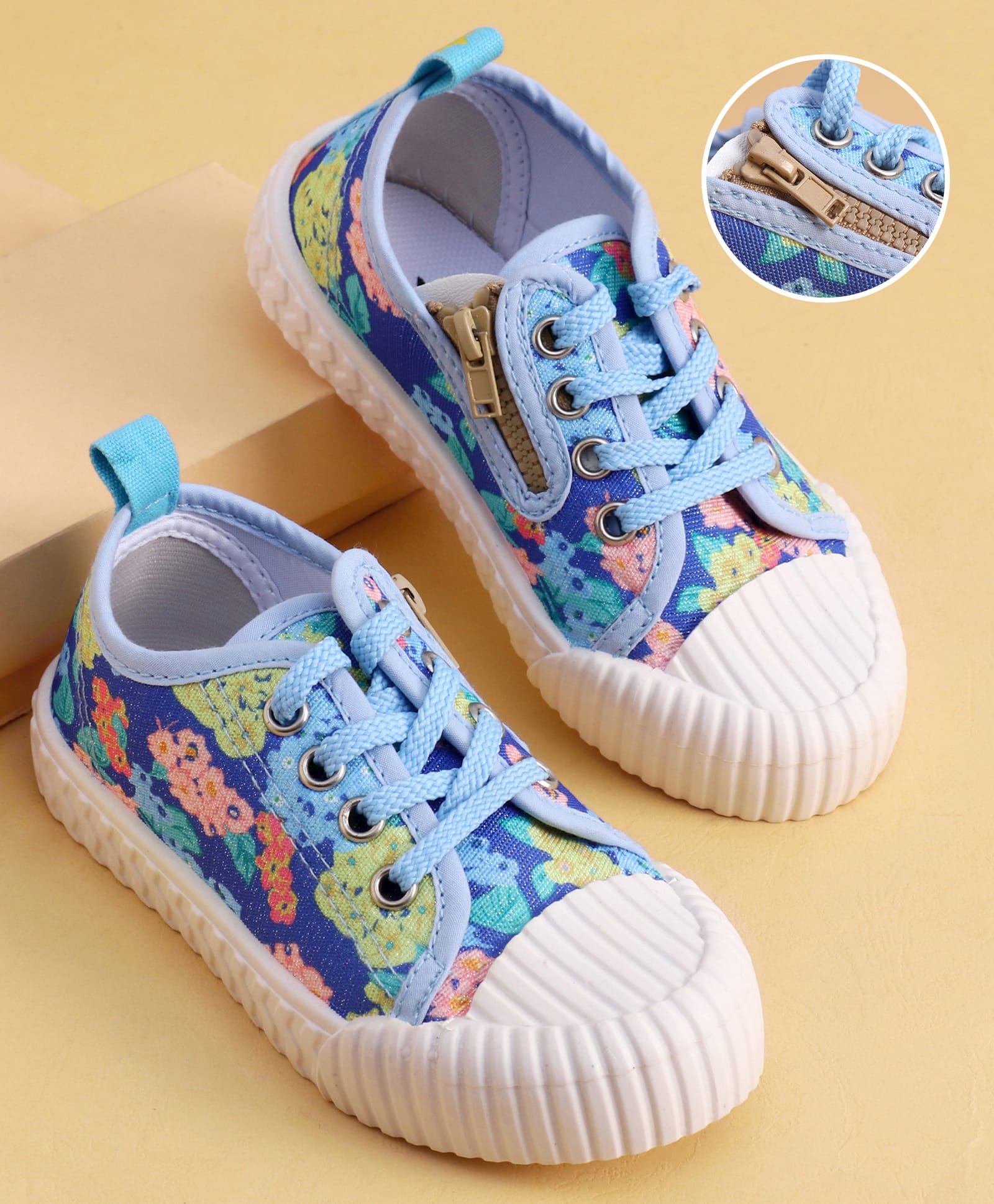Cute Walk by Babyhug Lace up Closure Casual Shoes with Floral Print - Blue-picture-24
