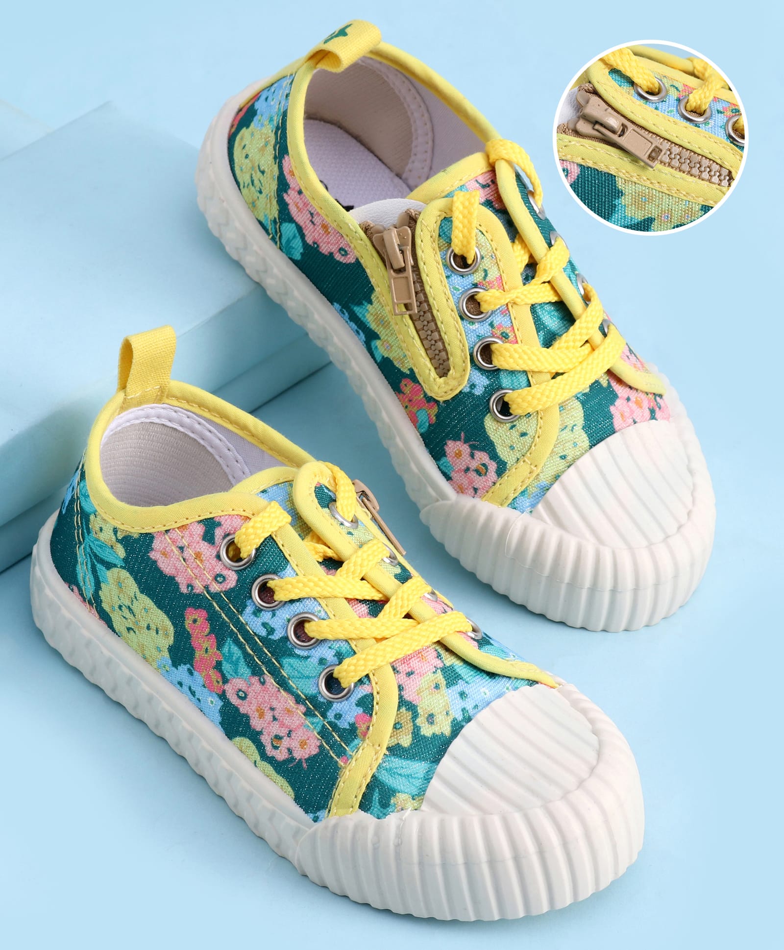 Cute Walk by Babyhug Lace up Closure Shoes with Floral Print - Yellow-picture-22