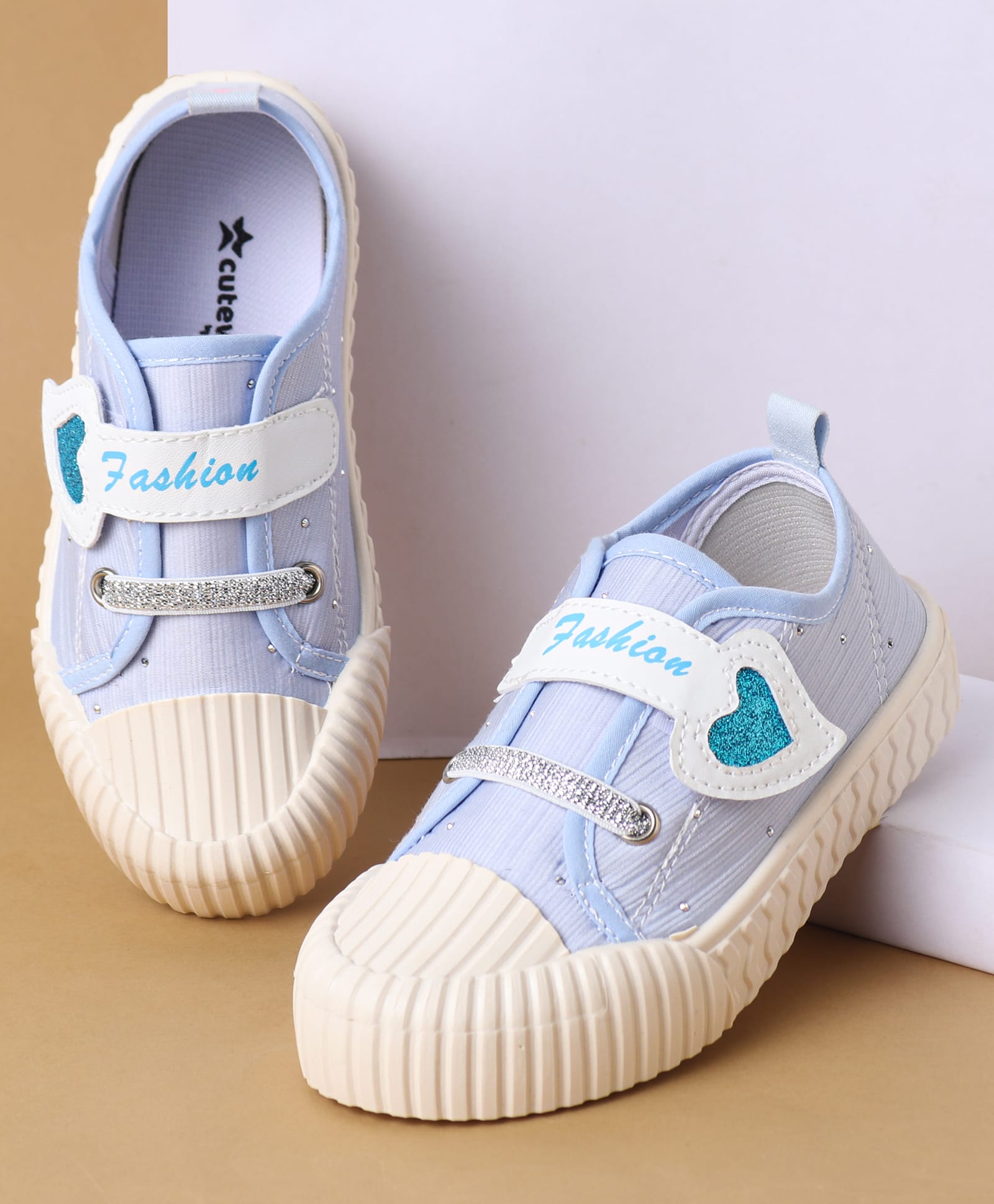 Cute Walk by Babyhug Velcro Closure Casual Shoes with Heart Sequin Detailing - Light Blue-picture-25
