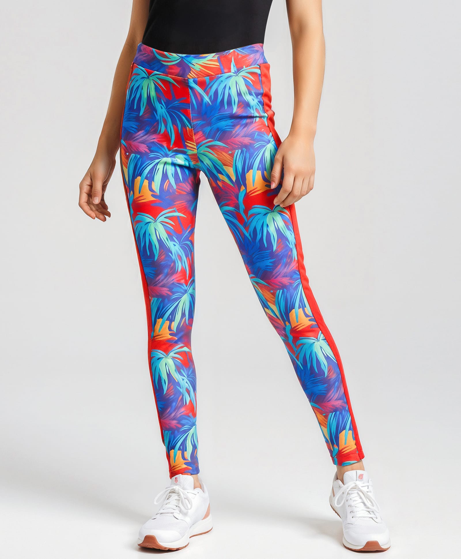 Pine Active Full Length Super Stretch Leggings Tropical Print - Red-picture-10