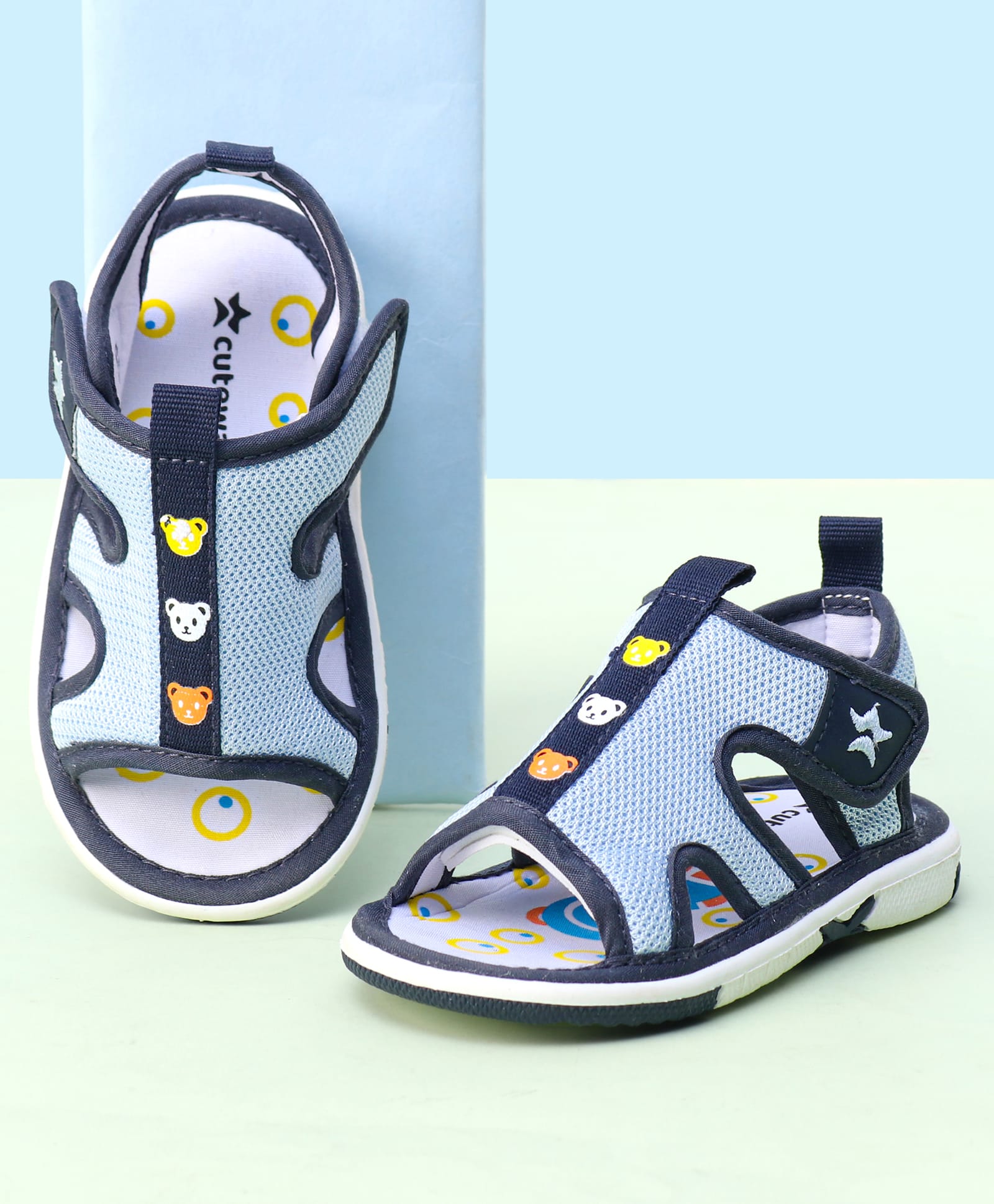 Cute Walk by Babyhug Animal Printed Sandals With Velcro Closure - Navy Blue-image-19