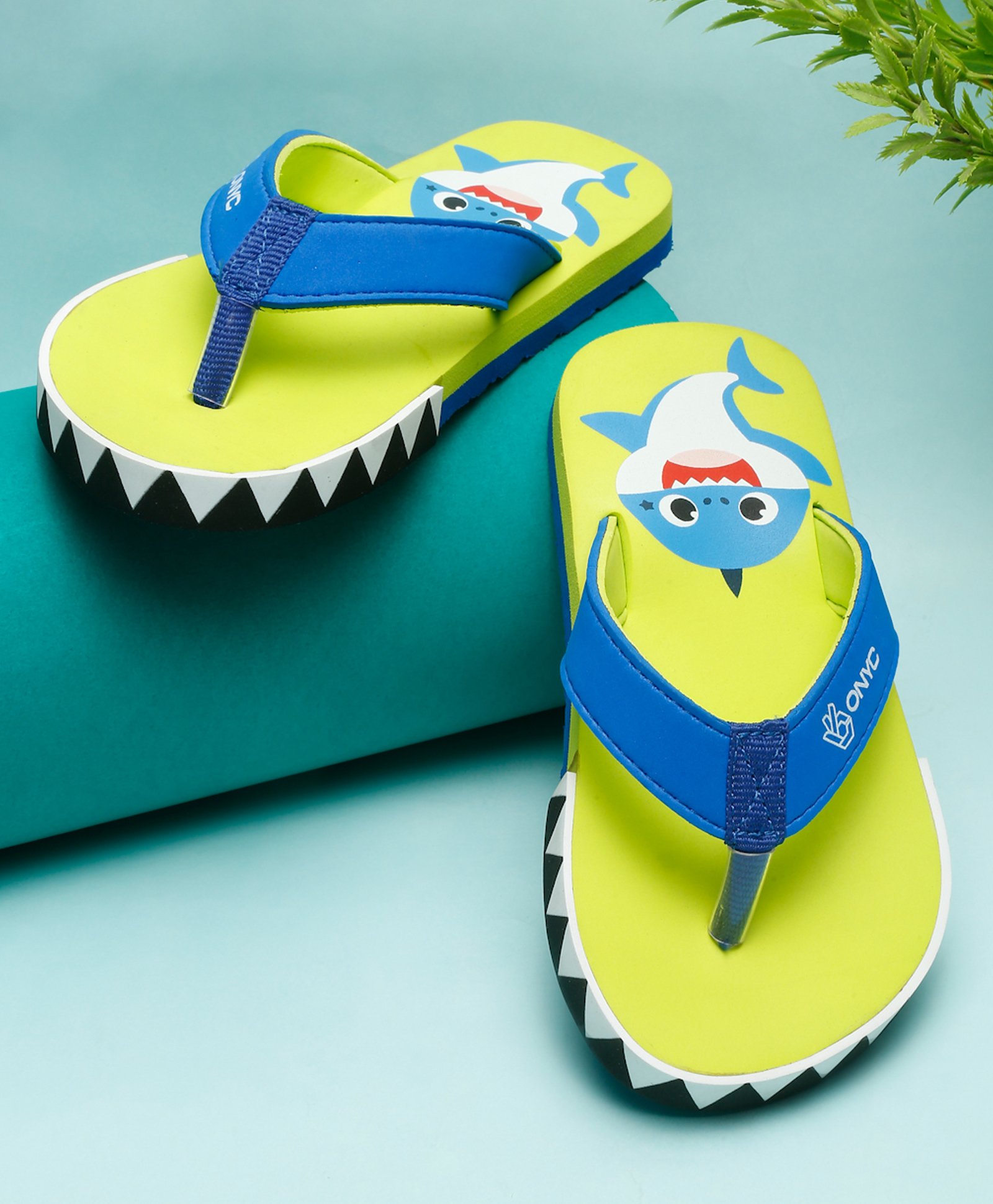 ONYC Premium Shark V-Shape Flip-Flops With Foxing For Boys And Girls (Lime Green) 5-6 Years - Lime Green-image-5