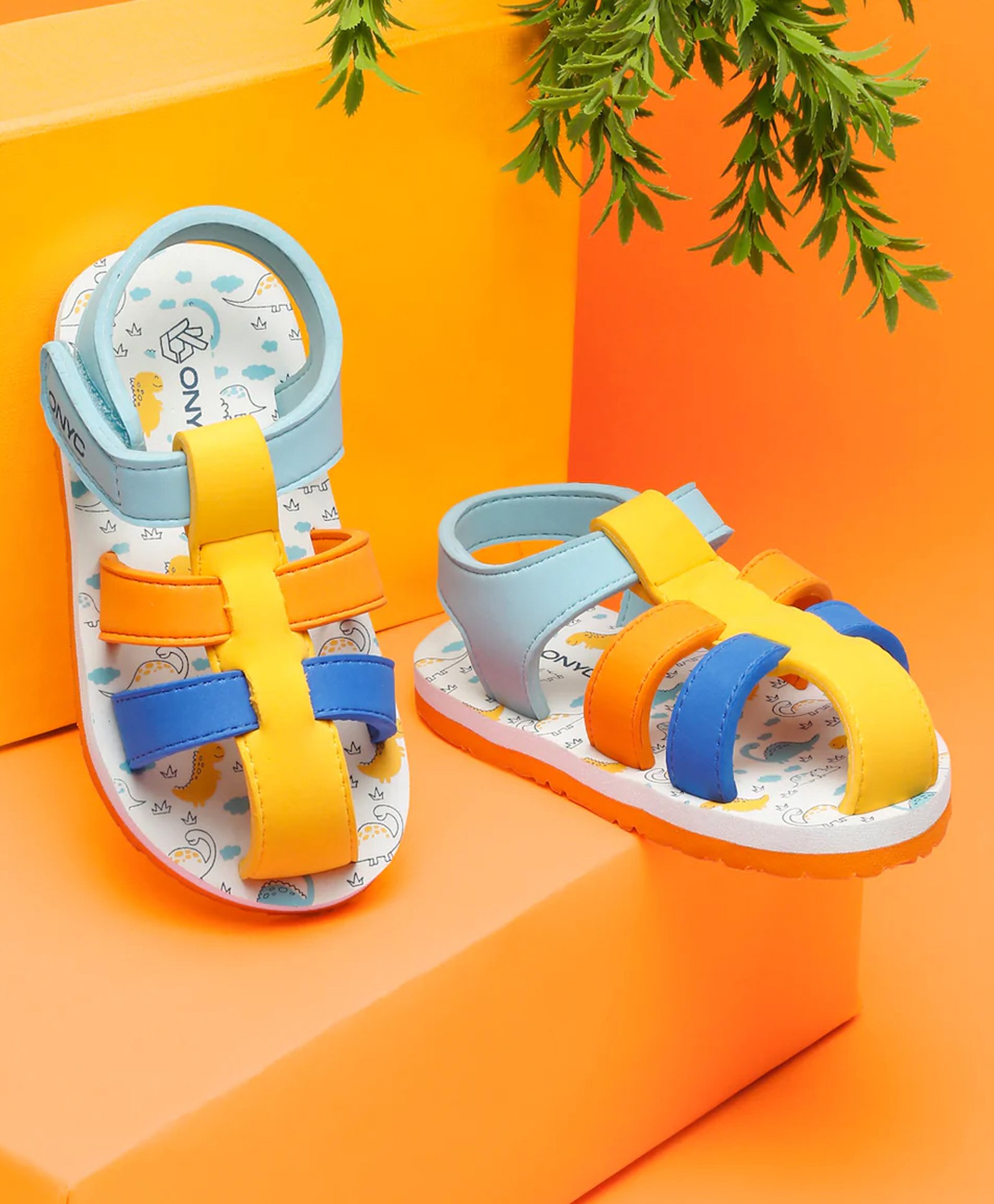 ONYC Dinosaurs Designed Velcro Closure Sandals - Multi Colour-picture-15