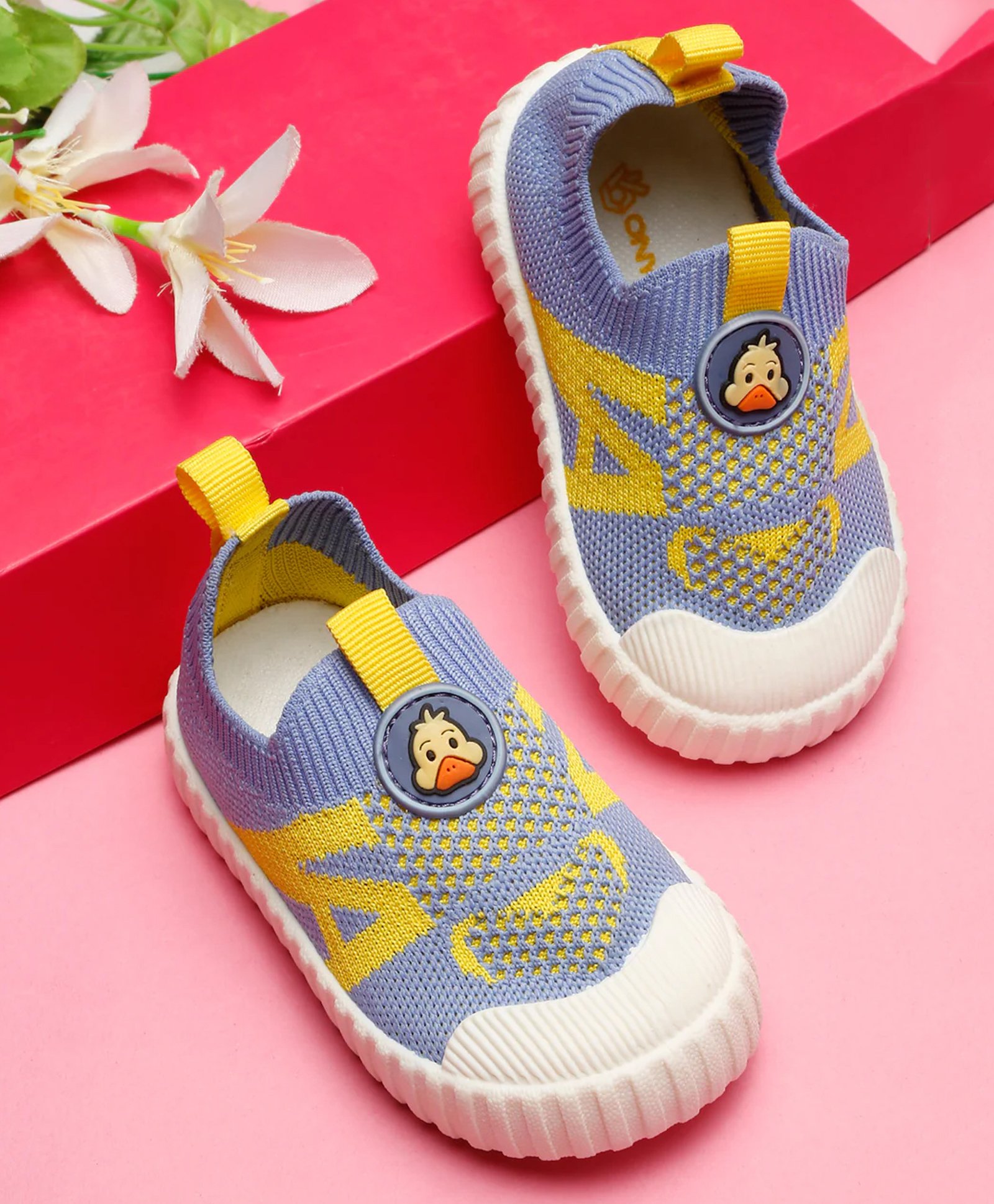 ONYC Mesh & Duck Patch Detailed Shoes - Sky Blue & Yellow