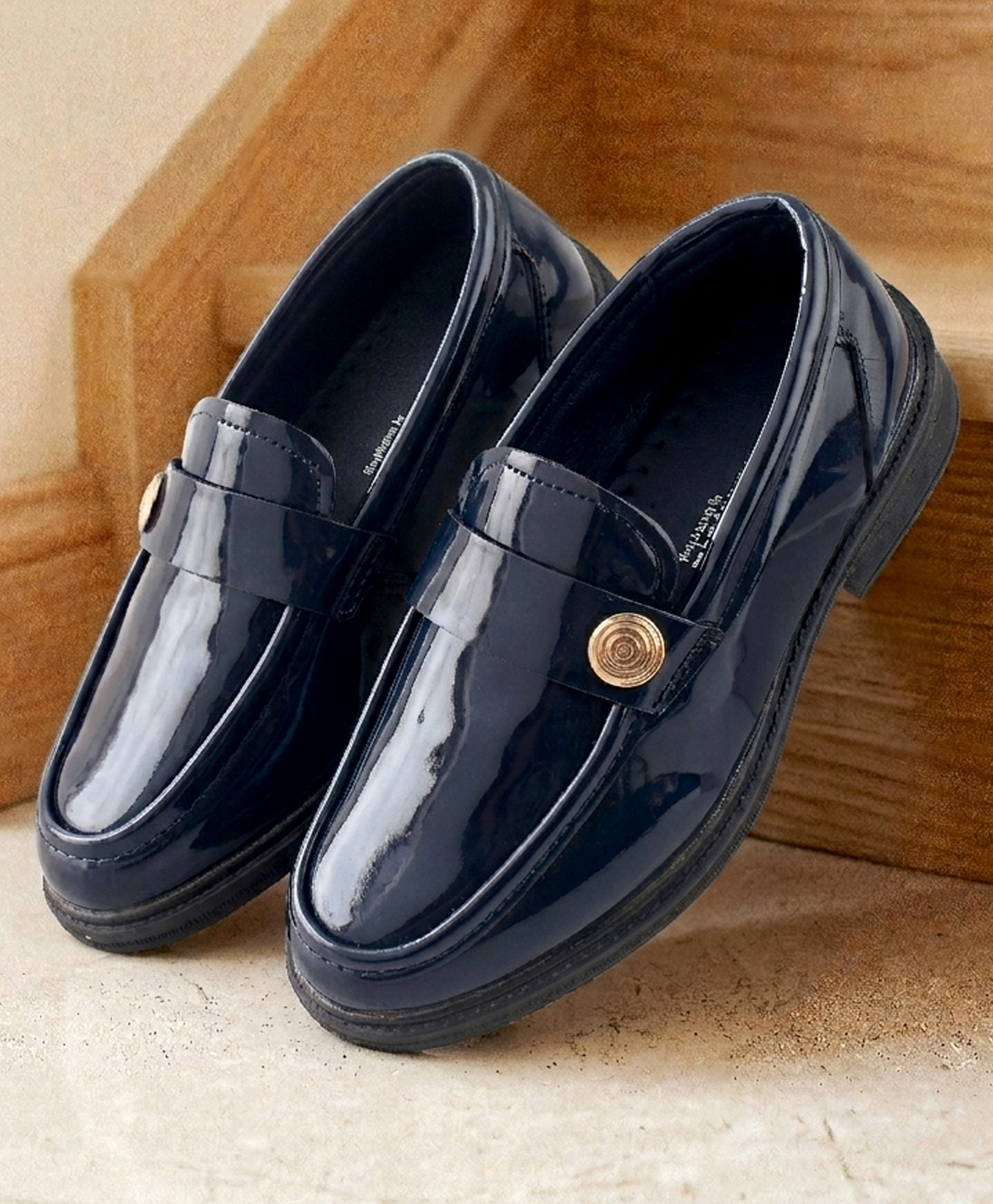 Cute Walk by Babyhug Slip on Solid Coloured Oxford Shoes with Applique - Navy Blue-image-39