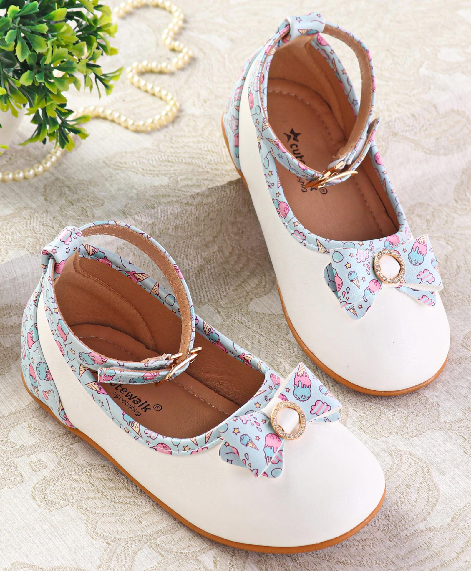 Cute Walk by Babyhug Ballerinas with Velcro Closure & Bow Applique - Light Blue-image-41