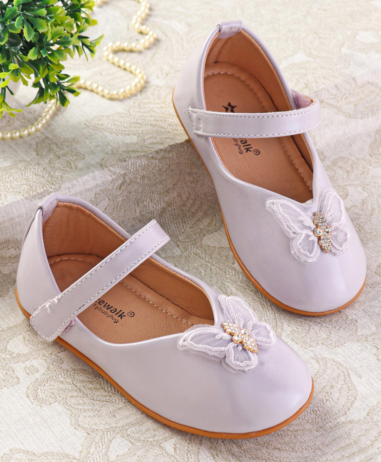 Cute Walk by Babyhug Ballerinas with Velcro Closure & Butterfly Applique - Purple-image-42