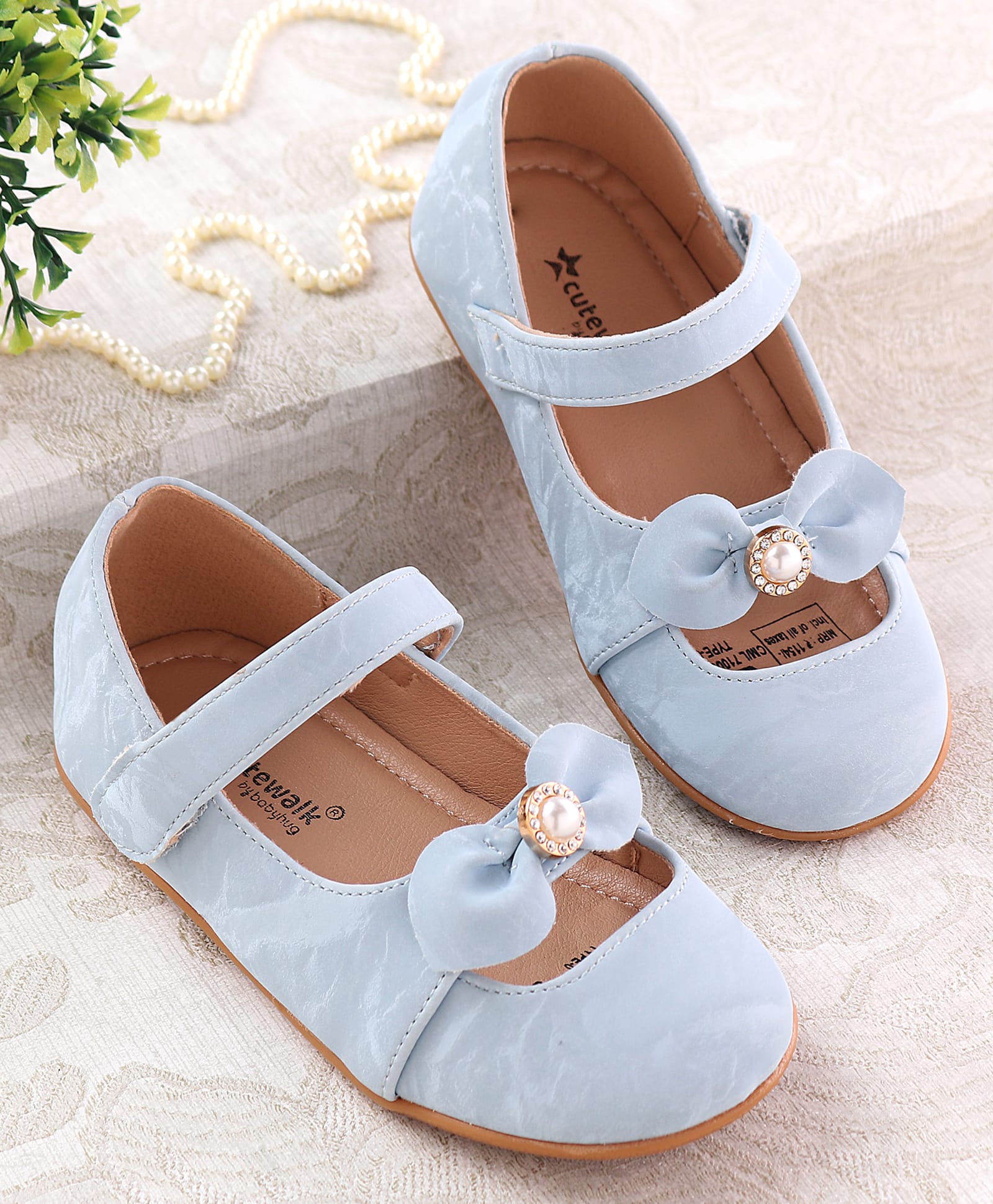 Cute Walk by Babyhug Velcro Closure Ballerina with Bow Applique - Blue-image-25