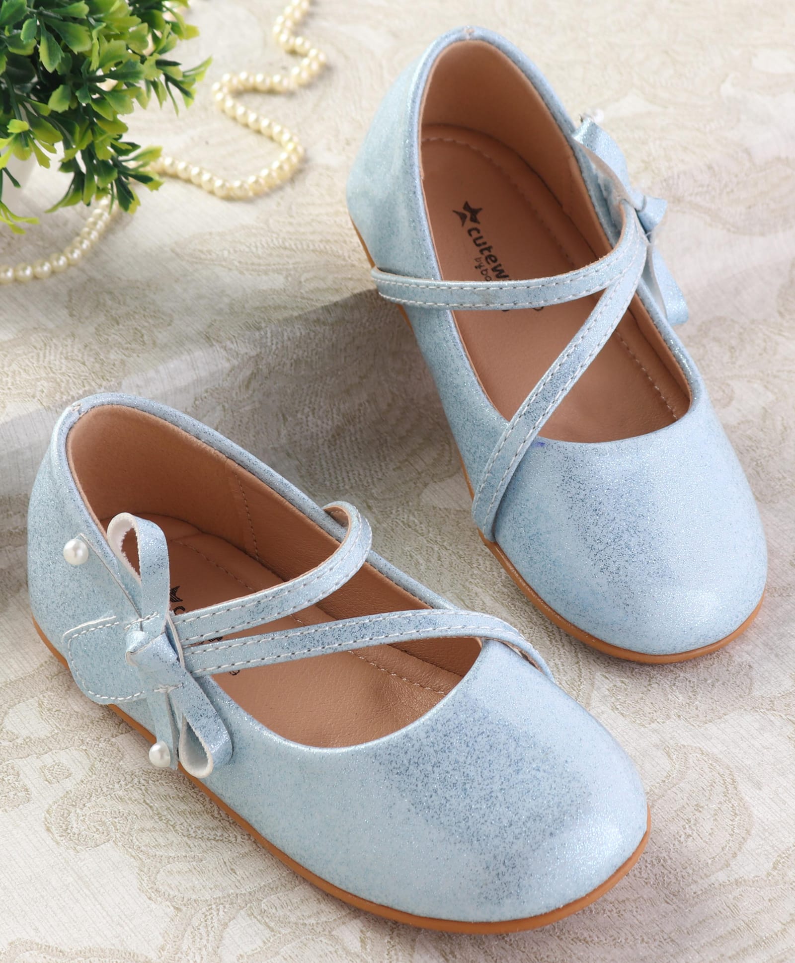 Cute Walk by Babyhug Ballerinas With Velcro Closure & Bow Applique - Blue-image-21