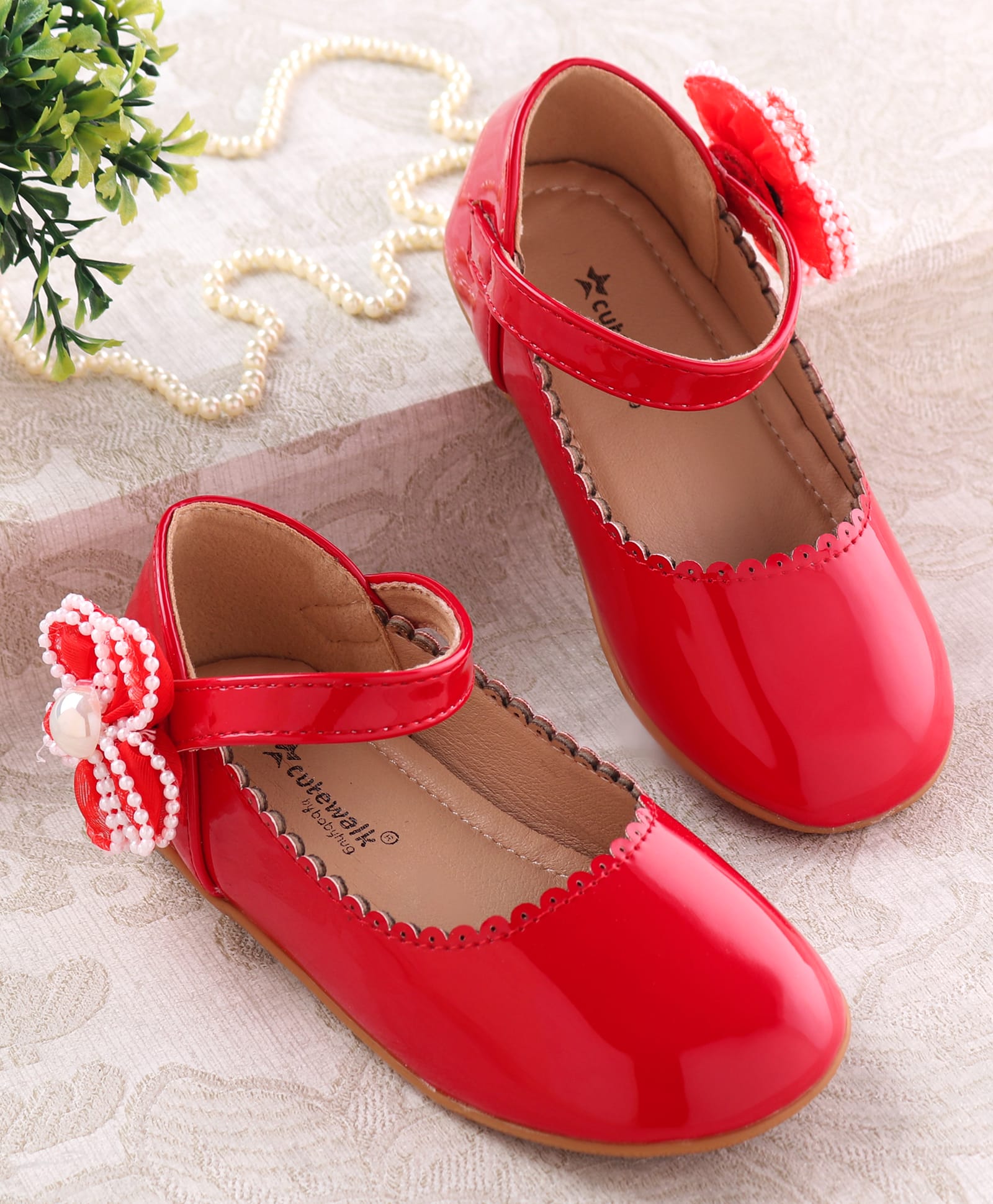 Cute Walk by Babyhug Velcro Closure Ballerina with Floral Applique - Red-picture-22
