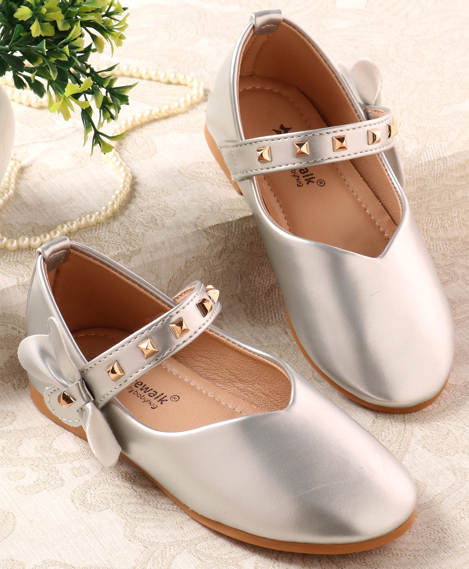Cute Walk by Babyhug Ballerina with Velcro Closure & Applique - Silver-image-30