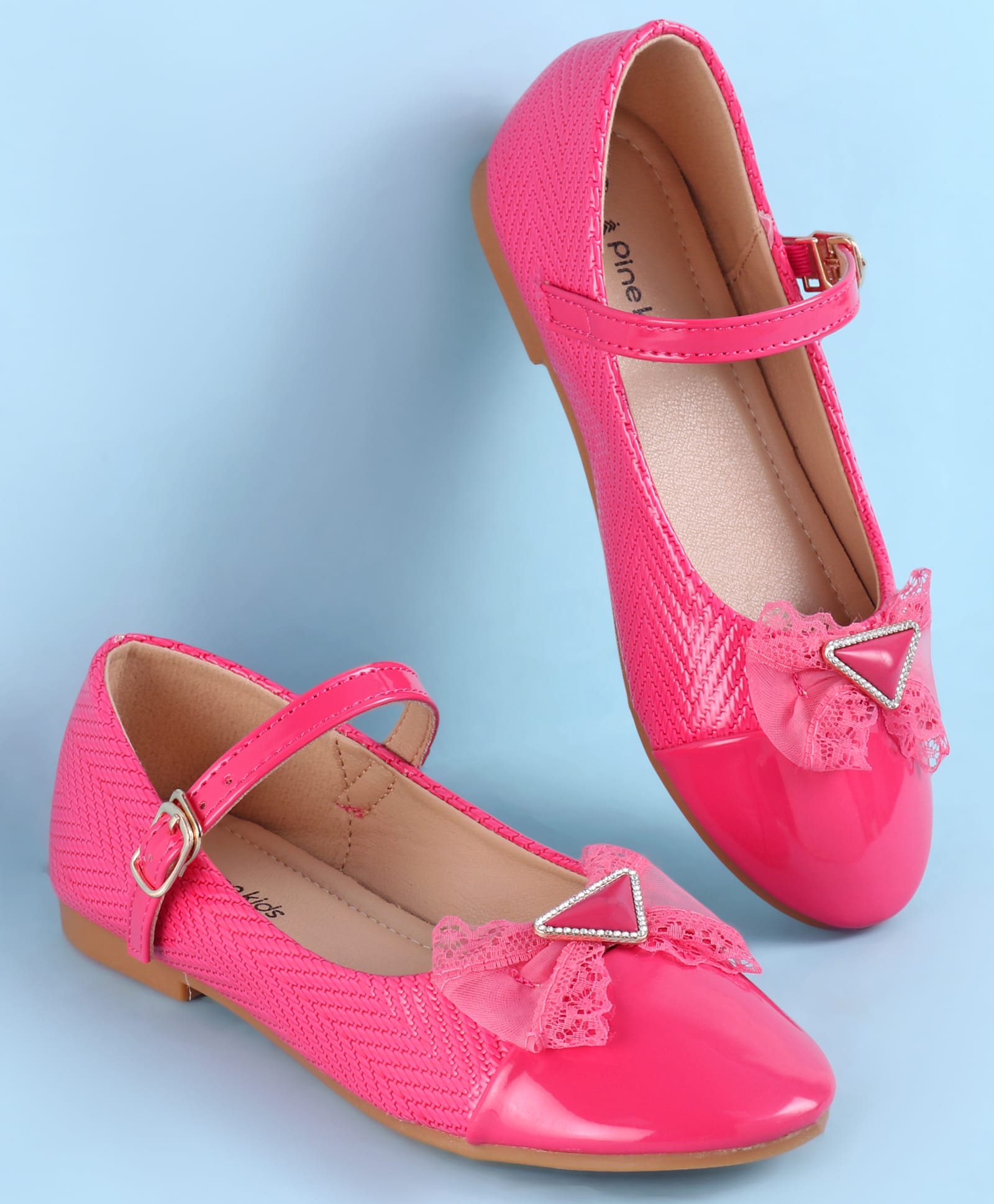 Pine Kids Clip Closure Solid Coloured Ballerina With Bow Applique - Fuchsia-picture-27