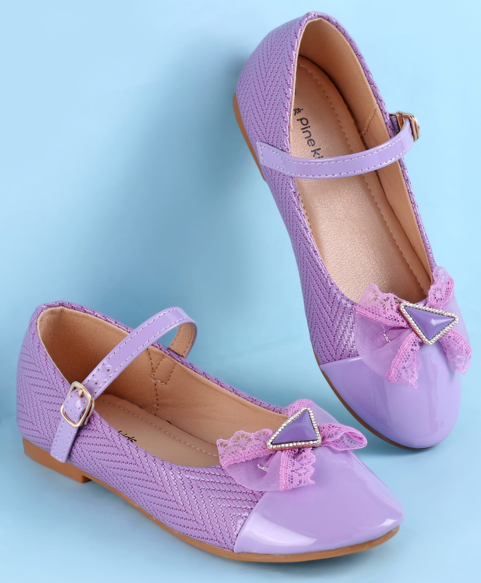 Pine Kids Clip Closure Solid Coloured Ballerina With Bow Applique - Purple-picture-32