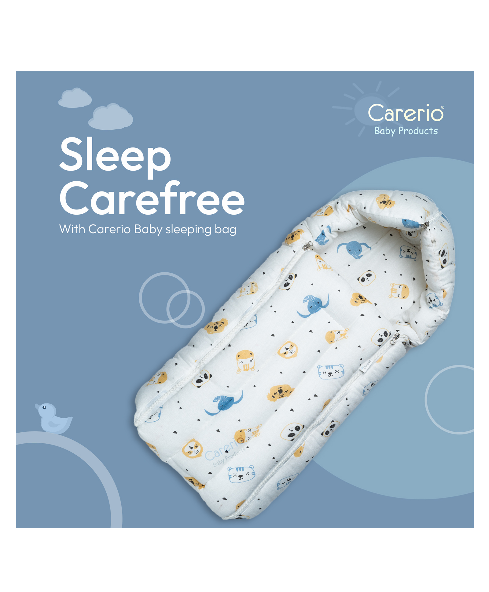 Carerio Pure Mul Mul 100% pure cotton 3-in-1 Baby Sleeping & Carry Nest: A portable, skin-friendly sleeping solution for babies. (L 75cm x W 50cm) - pack of 1-image-24