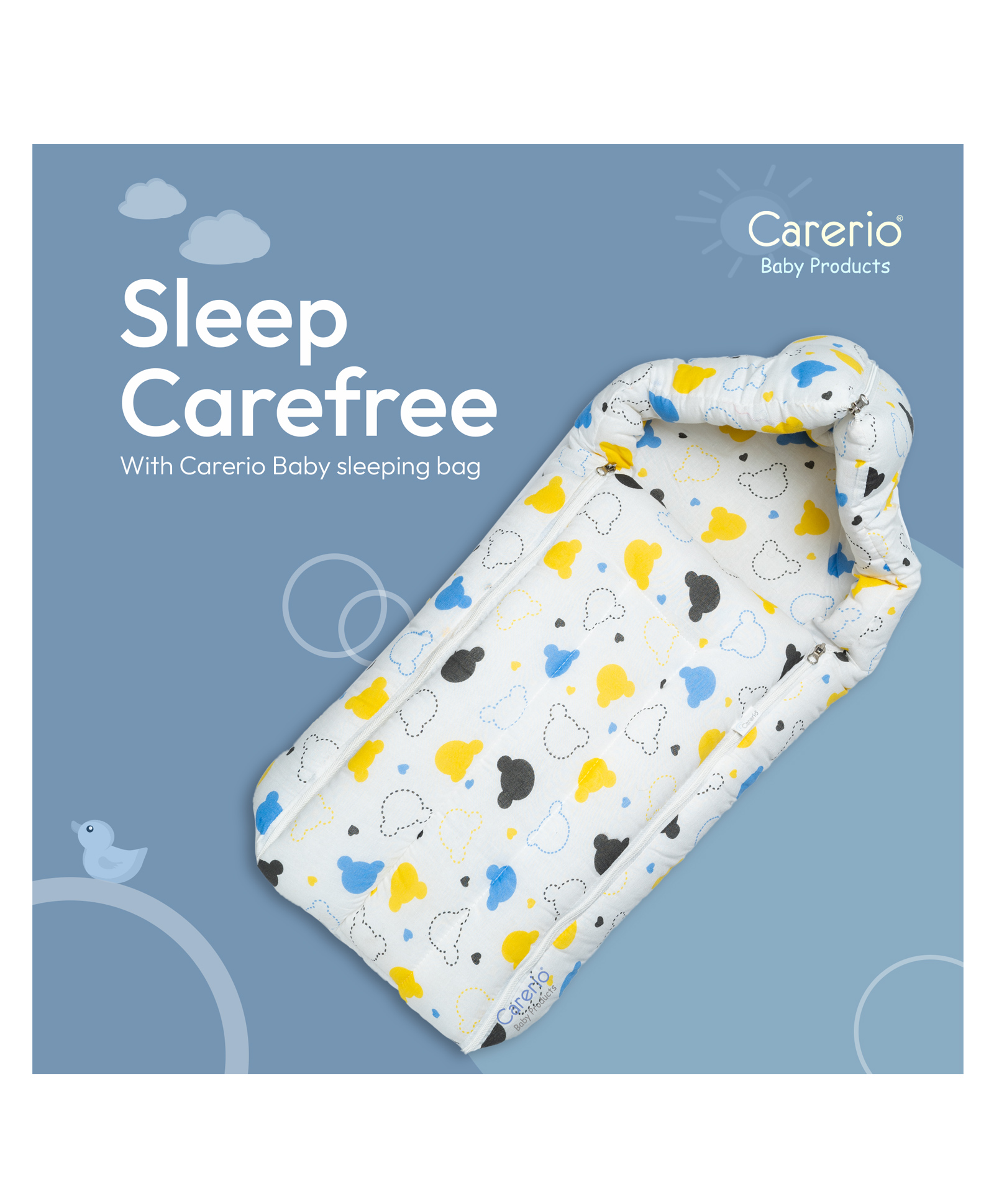 Carerio Pure Mul Mul 100% pure cotton 3-in-1 Baby Sleeping & Carry Nest: A portable, skin-friendly sleeping solution for babies. (L 75cm x W 50cm) - pack of 1-image-7
