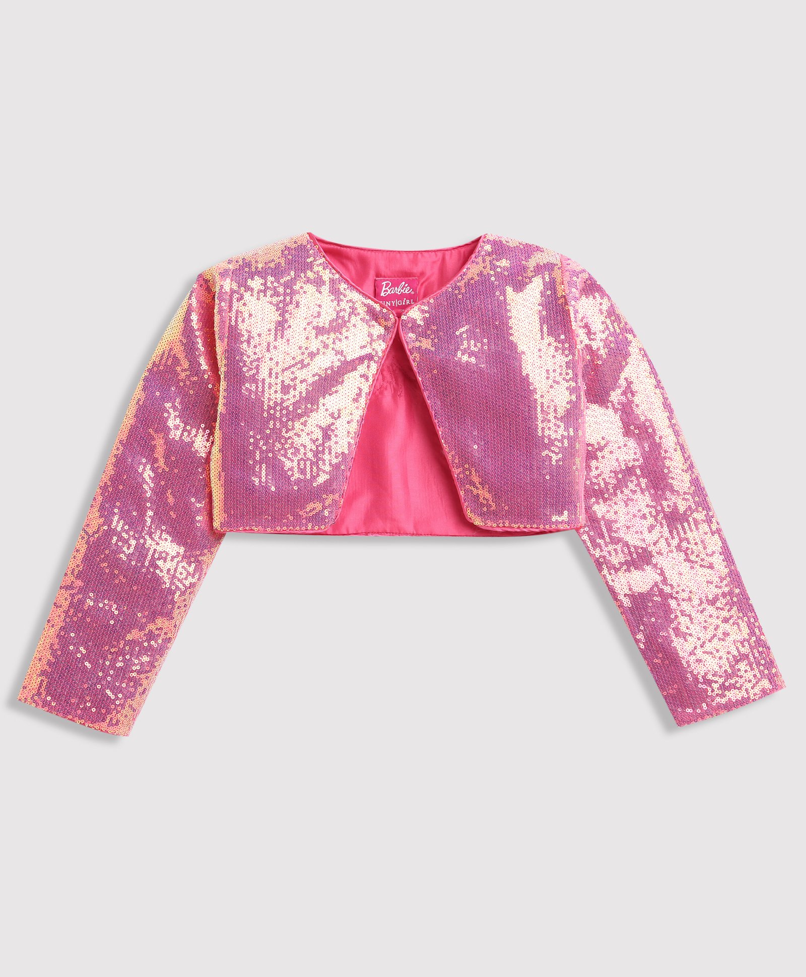 Barbie by Tiny Girl Cotton Full Sleeves Sequins Embellished Crop Shrug - Hot Pink-picture-35