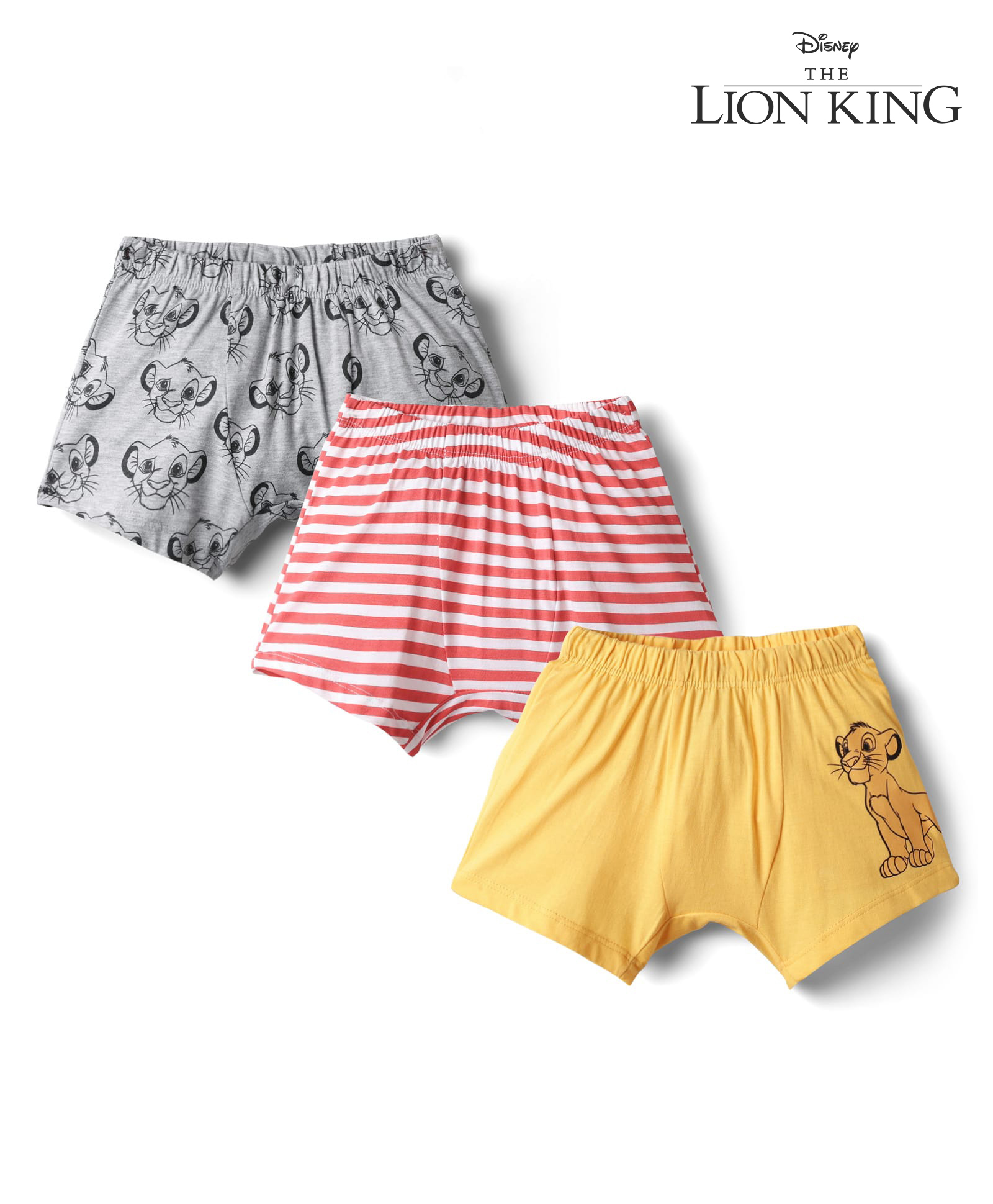 Honeyhap Disney 100% Cotton Trunks With Lion King Graphics & Stripes Pack Of 3 - Multi Colour-image-16