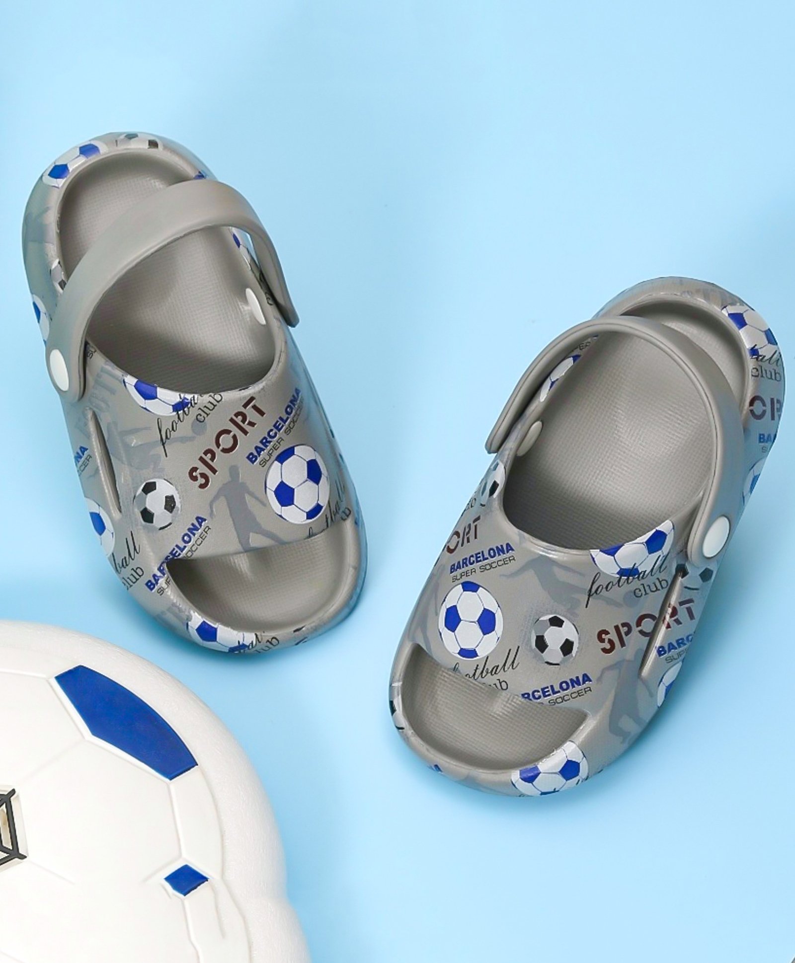 Yellow Bee Football Designed Sandals - Grey-picture-15