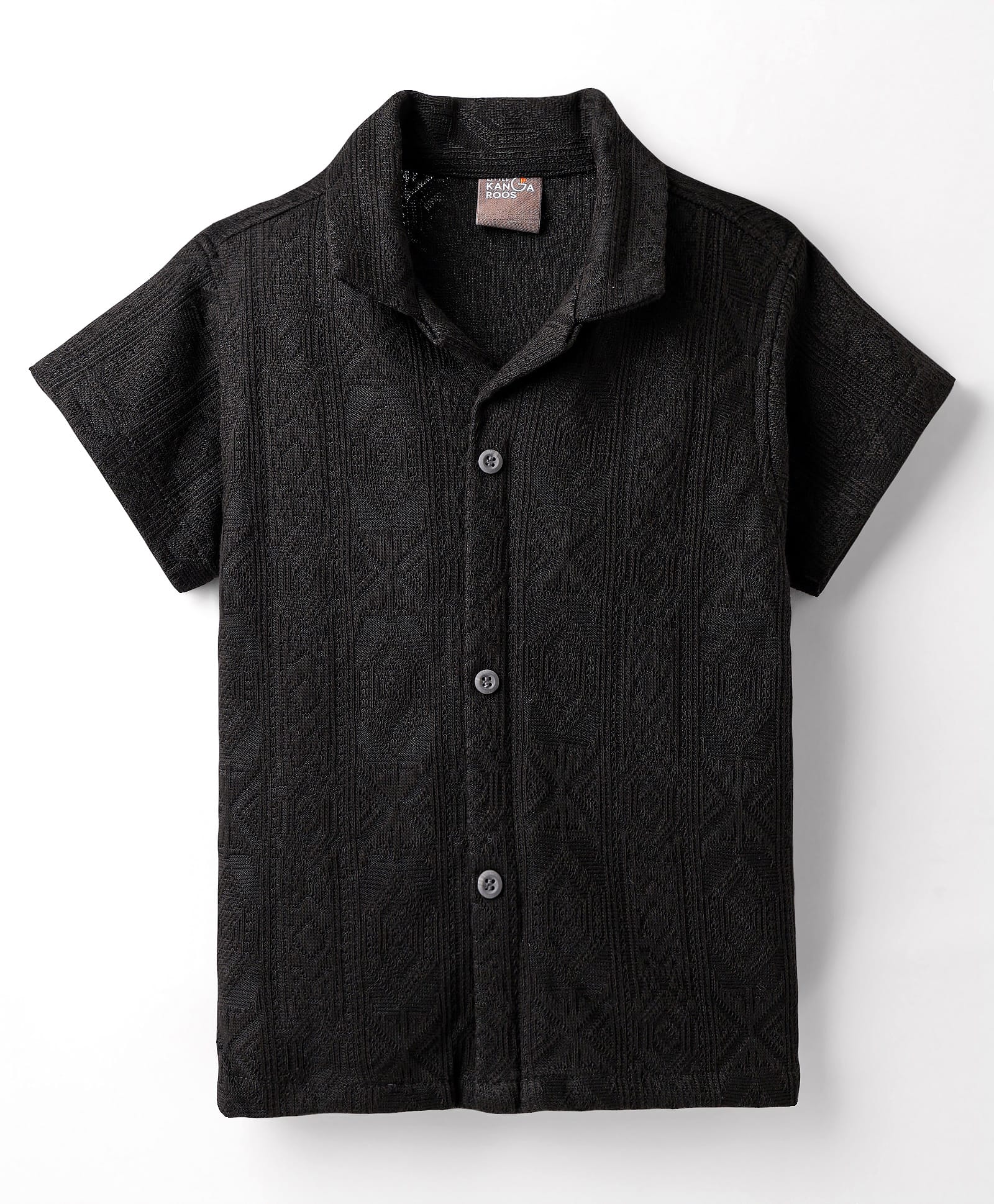 Little Kangaroos Woven Half Sleeves Solid Shirt - Black-image-14