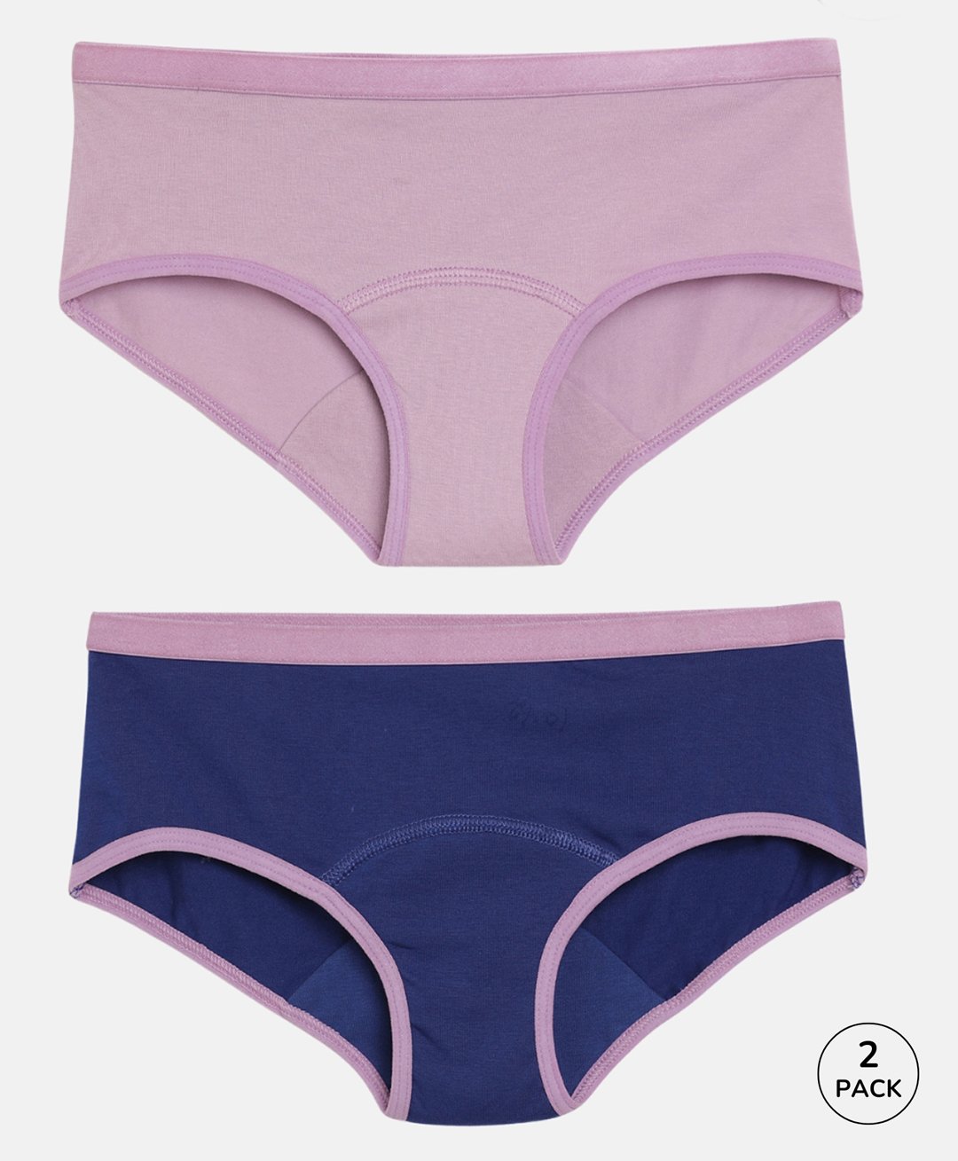 Mackly Pack Of 2 Cotton Elastane Solid Leak Proof Panties - Lavender & Royal Blue-image-28