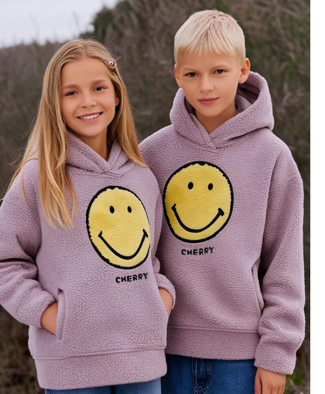 Cherry Crumble By Nitt Hyman Full Sleeves Smiley Embroidered Fur Detailed Hooded Sweatshirt - Beige-picture-15