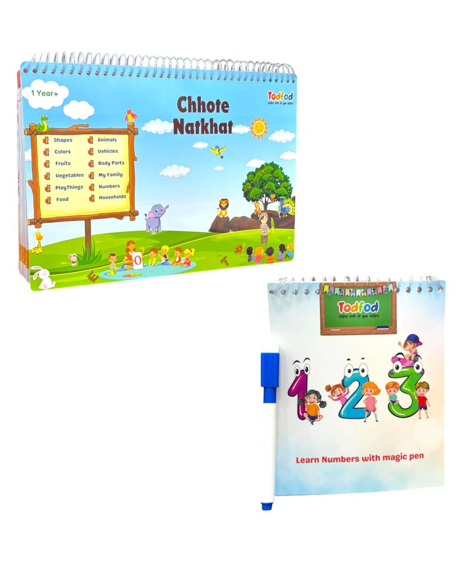 Chhote Natkhat All in One Early Learning Board Book For Kids & Rewritable Number Writing Practice Book for Preschool Handwriting Practice Activity Tracing Learning Busy Book - English-image-35