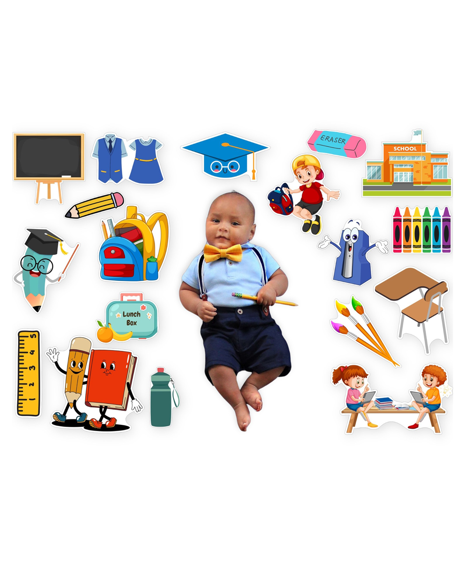 TodFod 20+ Pcs school Theme Photo Booth Cards/Props for Boys, Kids, New Born, school Theme Props for Photoshoot Celebrations Decorations school Props Cardstock-image-6