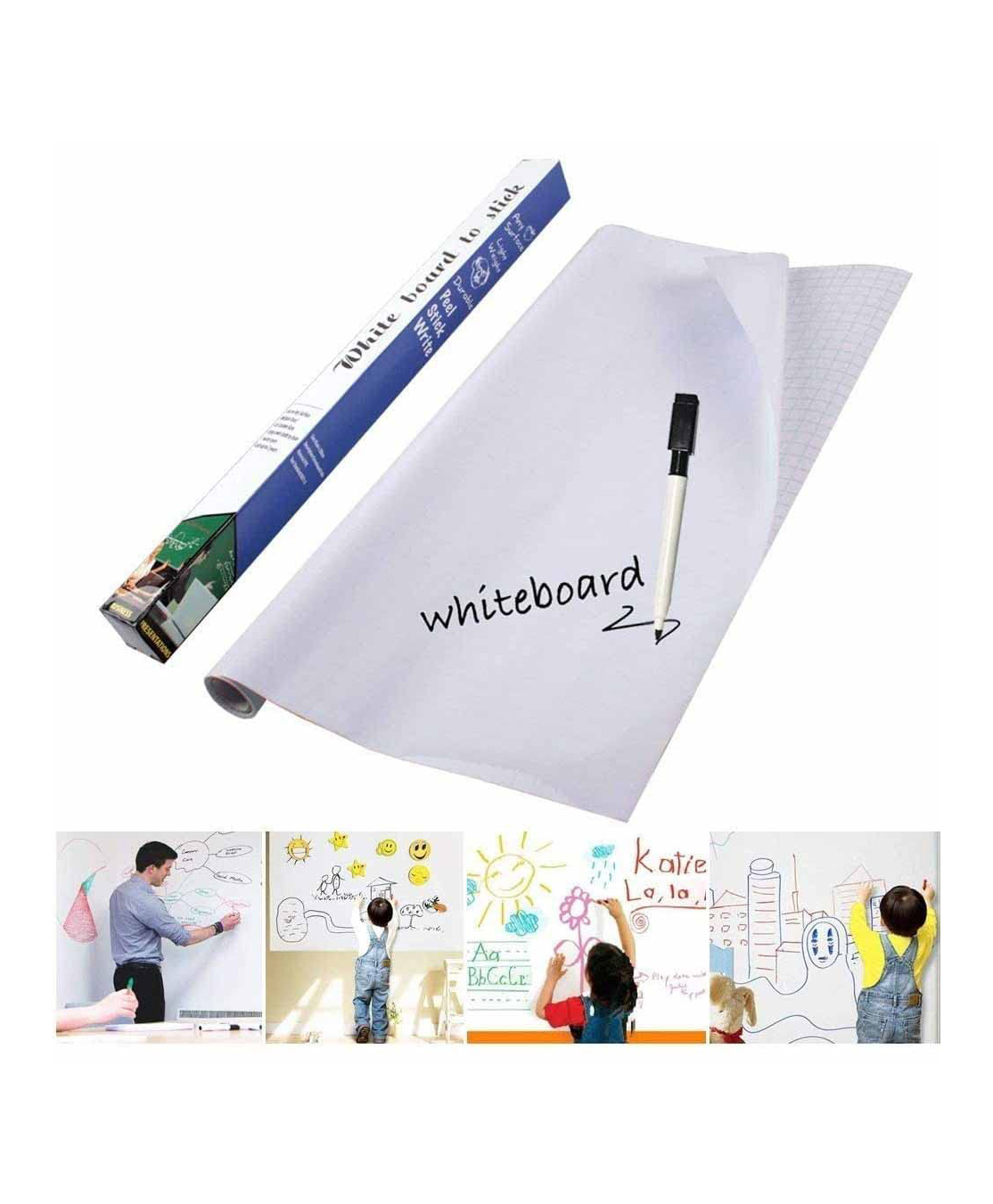 Azhari White board wallpaper for fridge ,office,school and kids room peel and stick ( PACK OF 1 BOARD ROLL AND 1 MARKER PEN )-picture-16