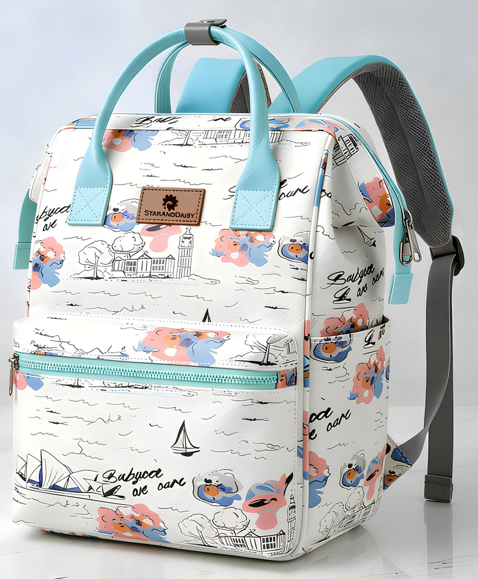 StarAndDaisy Baby Diaper Bag for Mother Travel/Diaper Bags for Mother for Travel with Laptop Pocket, Multi Compartments, Insulated Bottle Pockets, Waterproof, Ultra soft fabric - White
