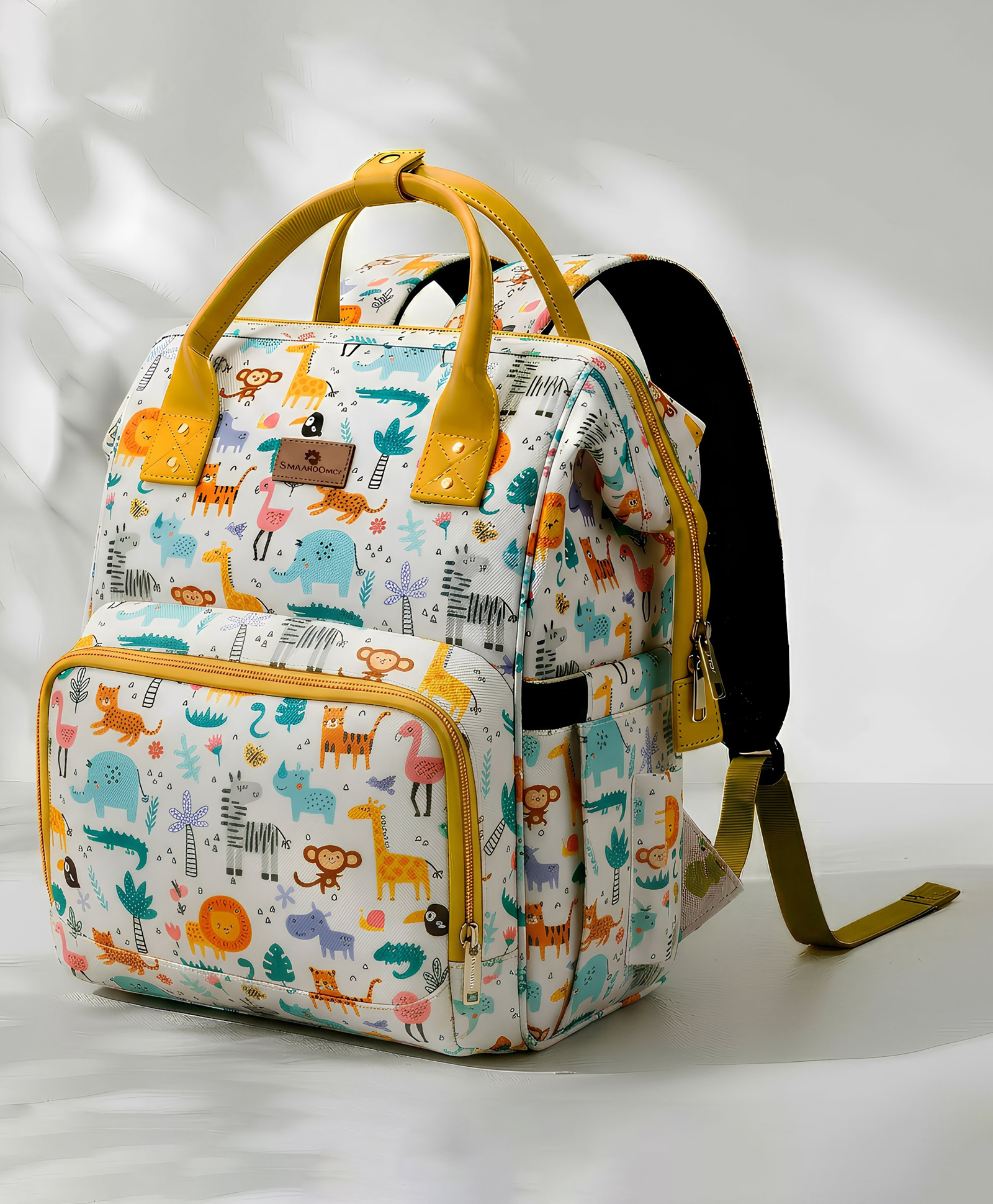 StarAndDaisy Nappy Nest Backpack, Newborn Baby Diaper Bags with Multiple Pockets, Back Opening, 26.5 Liter Enhanced Capacity, Waterproof Pocket, 3 Double Insulated Pockets, Giraffe Print - White - Height 20 Inches-image-25