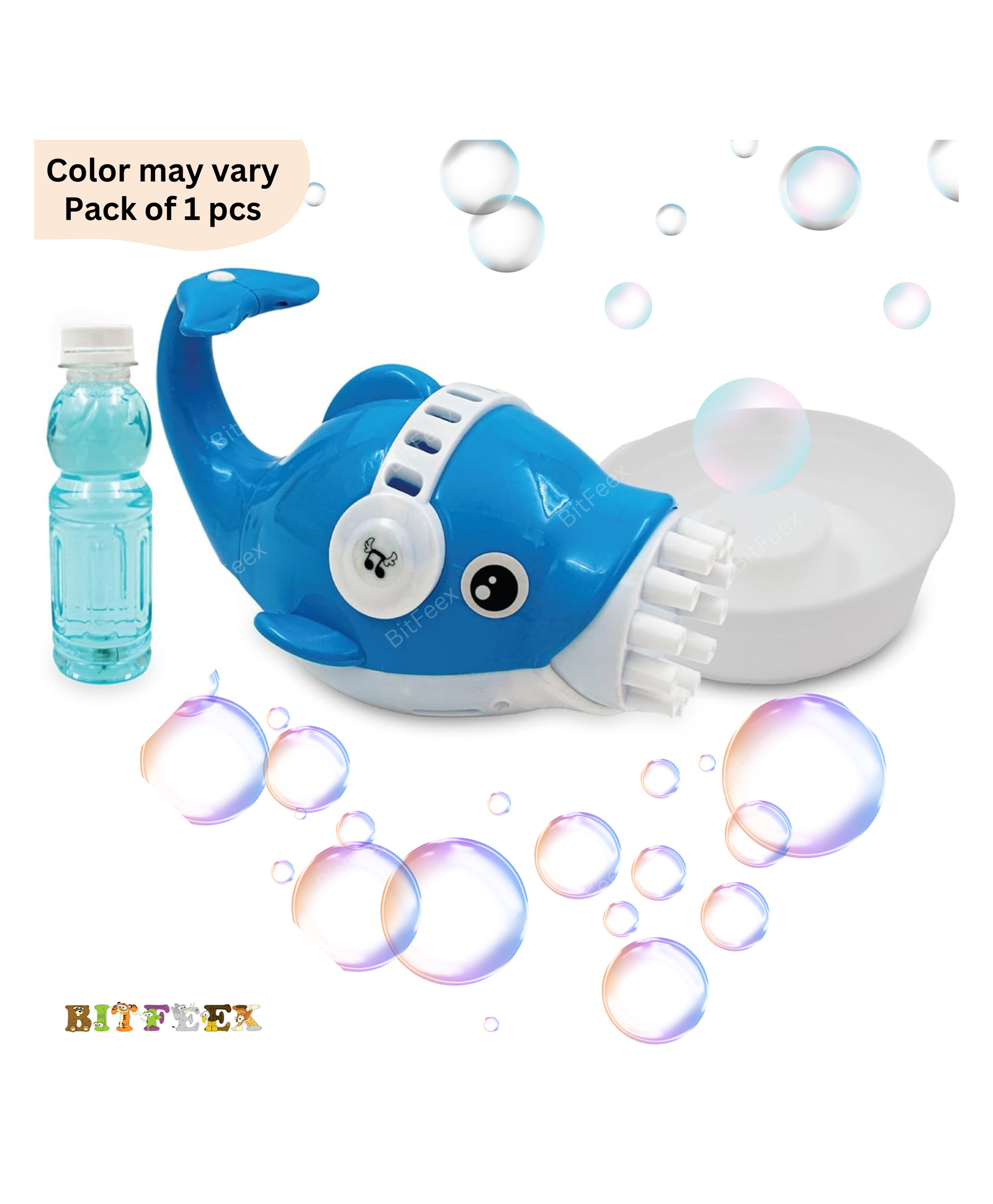 BitFeex Dolphine Bubble Gun for Kids with Bubble Liquid Bottle Fun Bubble Maker Indoor Outdoor Gun Toys For Kid Bubble Machine -Multicolor-image-16