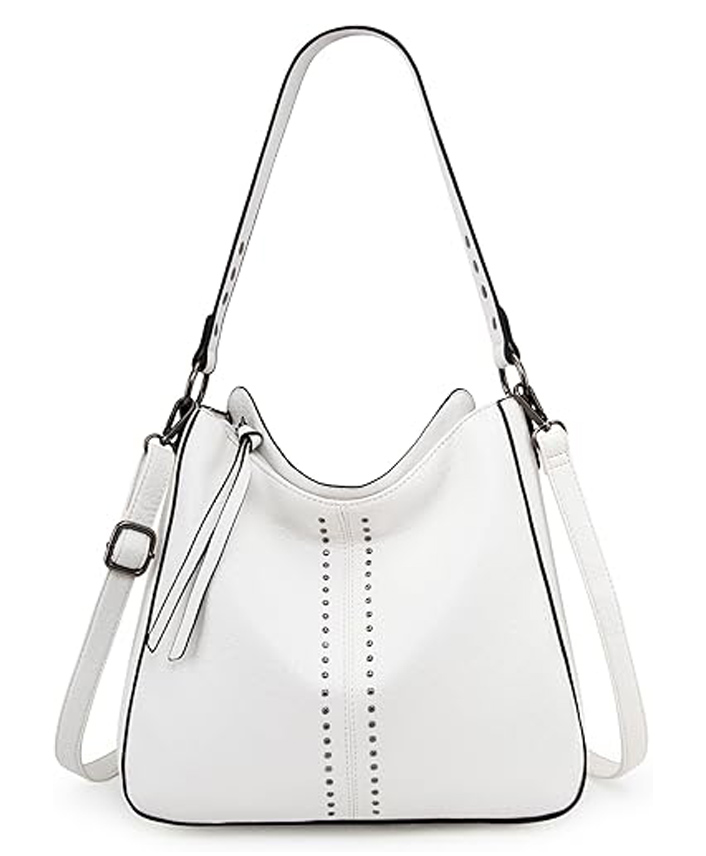 lycheebags Hobo Purse Made of Vegan Leather Shoulder Bag for Women - White-image-24