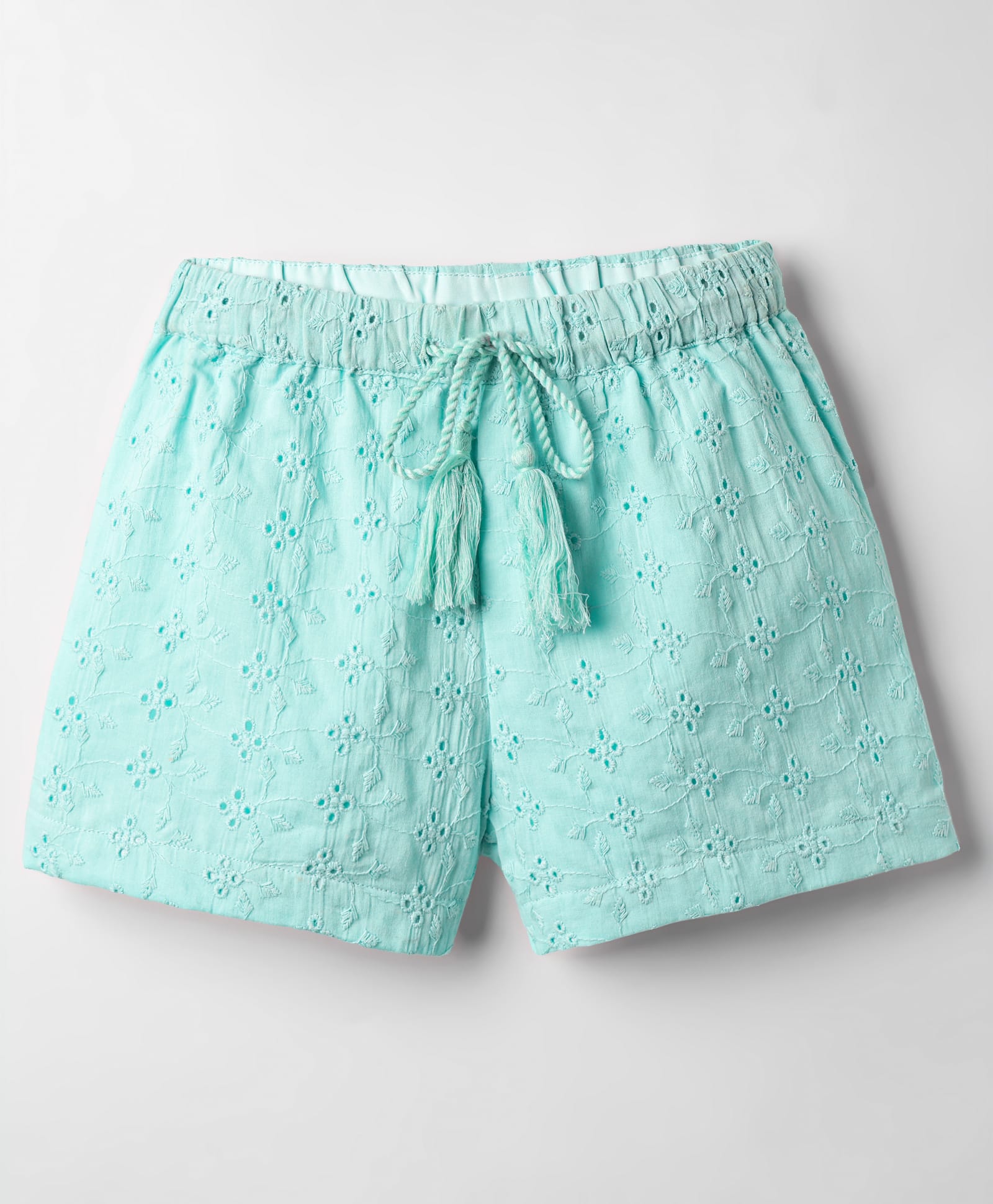 kookie kids india Kookie Kids Woven Floral Embroidered Shorts With Pockets and Drawstring - Aqua Blue-picture-25