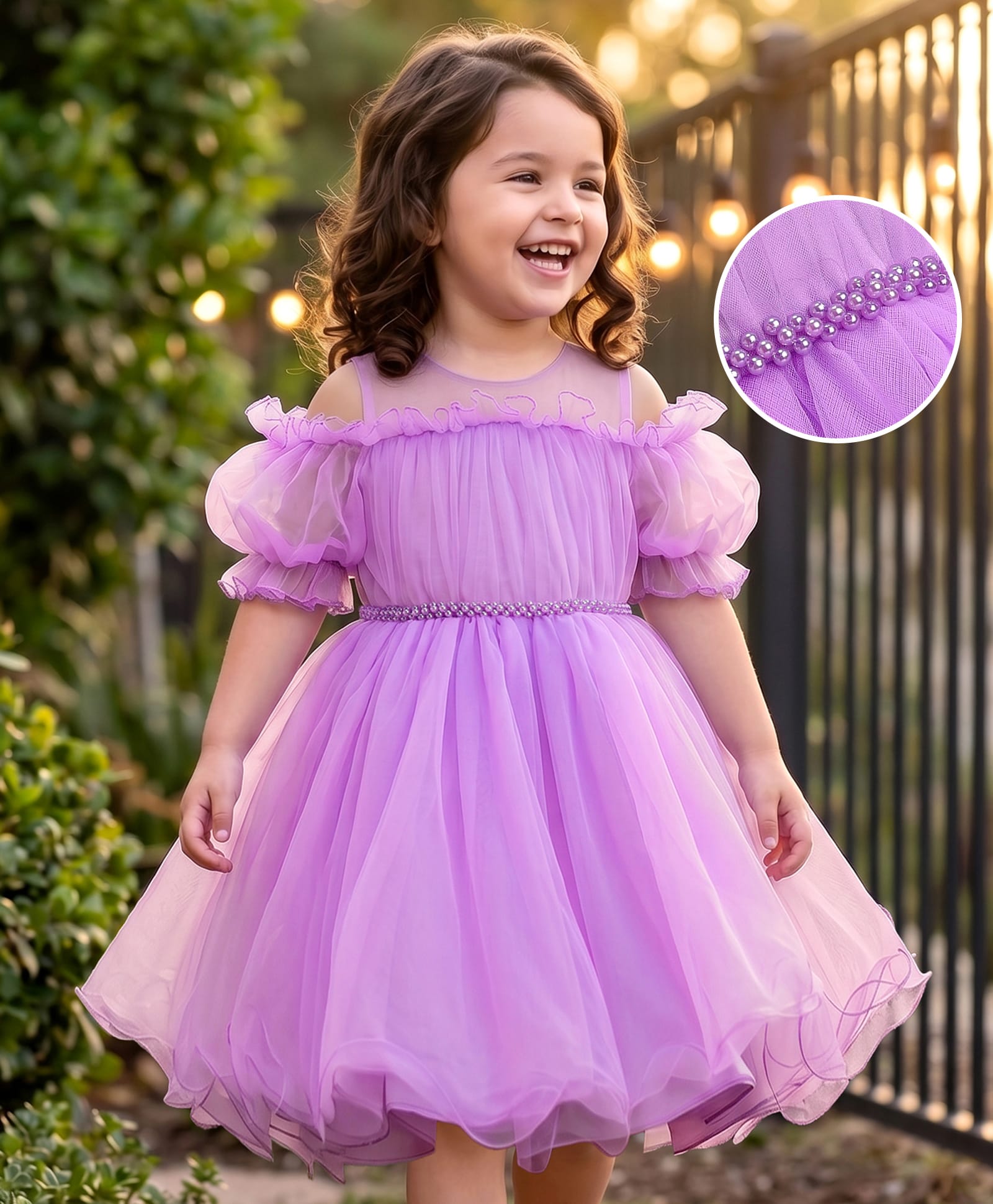 Mark & Mia Woven Cold Shoulder Sleeves Solid Party Dress - Purple-image-31