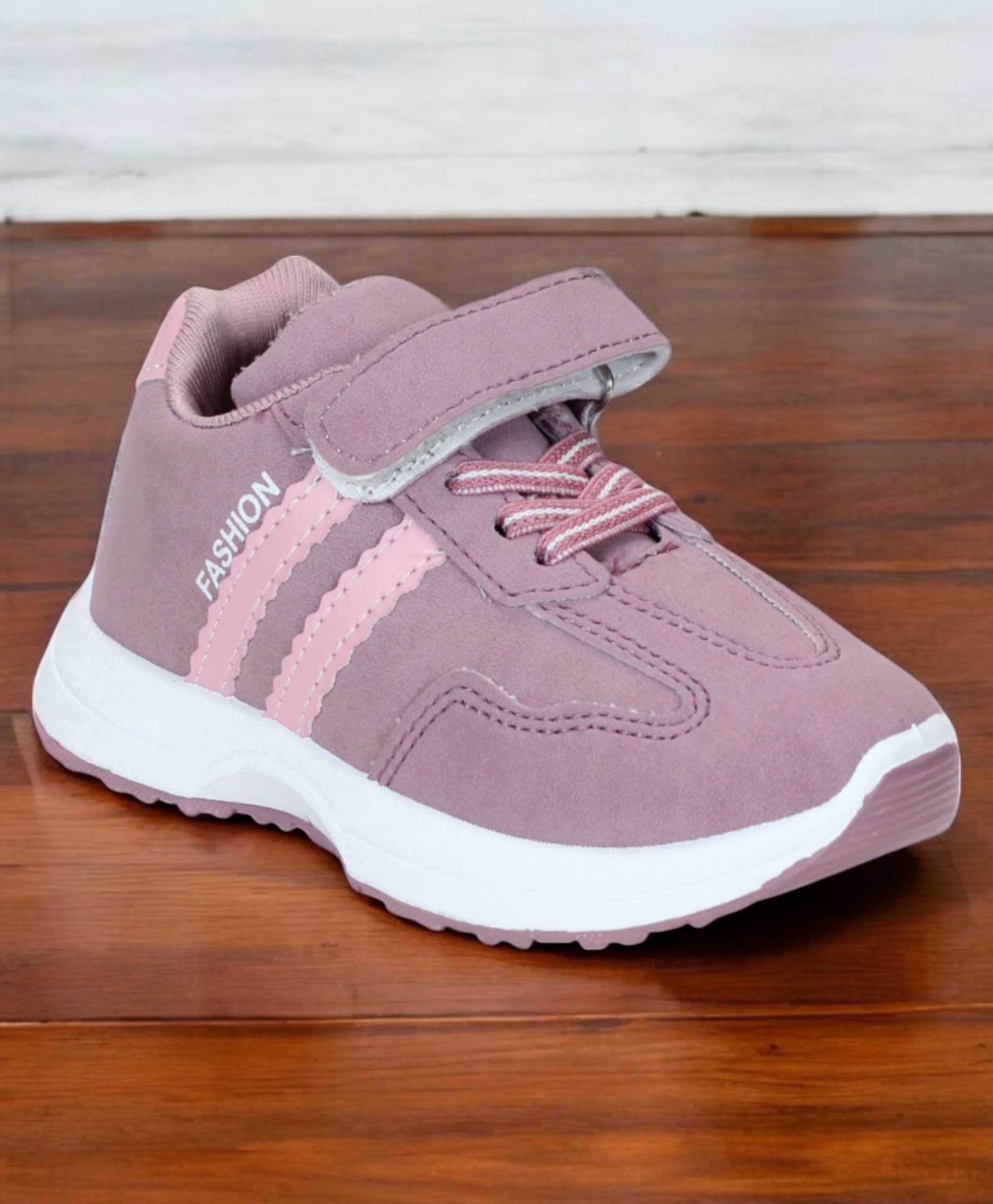 Lil Lollipop Striped Velcro Closure Shoes - Mauve-image-41