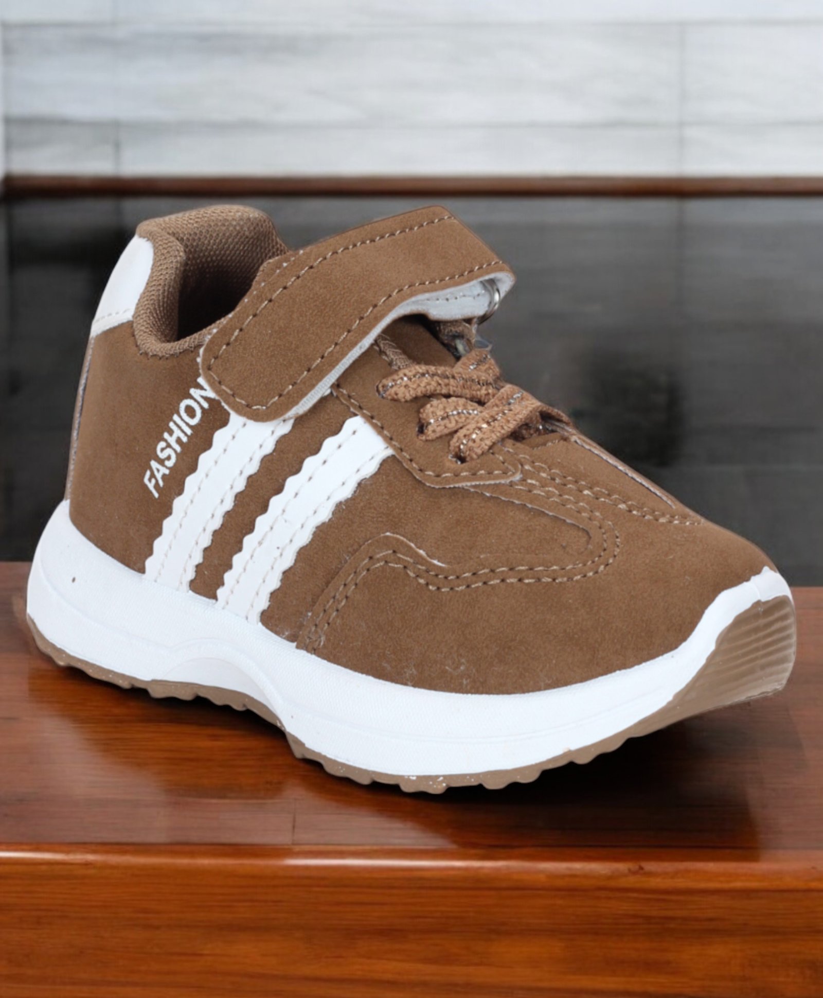Lil Lollipop Striped Velcro Closure Shoes - Brown-picture-22