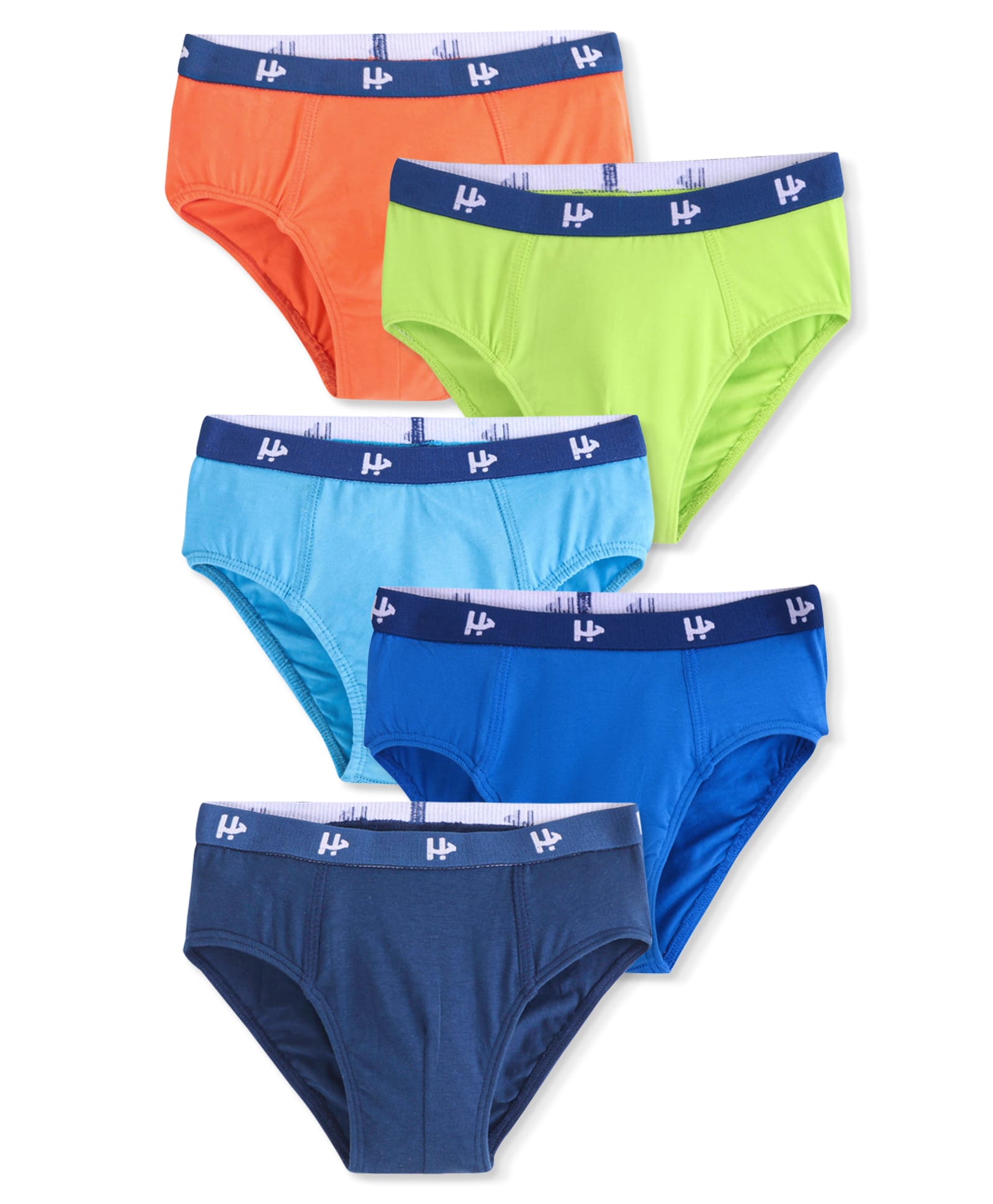 Honeyhap Premium 100% Cotton Knit Bio Finish Solid Color Briefs Pack of 5 - Navy Peony Skydiver Baltic Sea Tangerine & Kiwi Colada-image-12