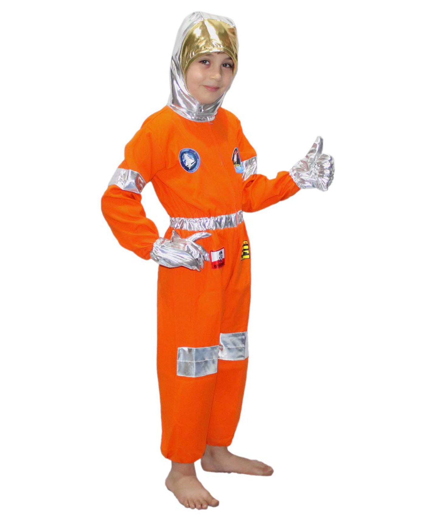 Kaku Fancy Dresses Full Sleeves Astronaut Costume Set - Orange-image-49