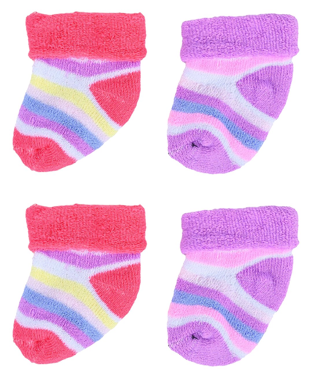 Kid-O-World Cotton Pack Of 2 Abstract Designed Socks - Purple & Red-picture-10
